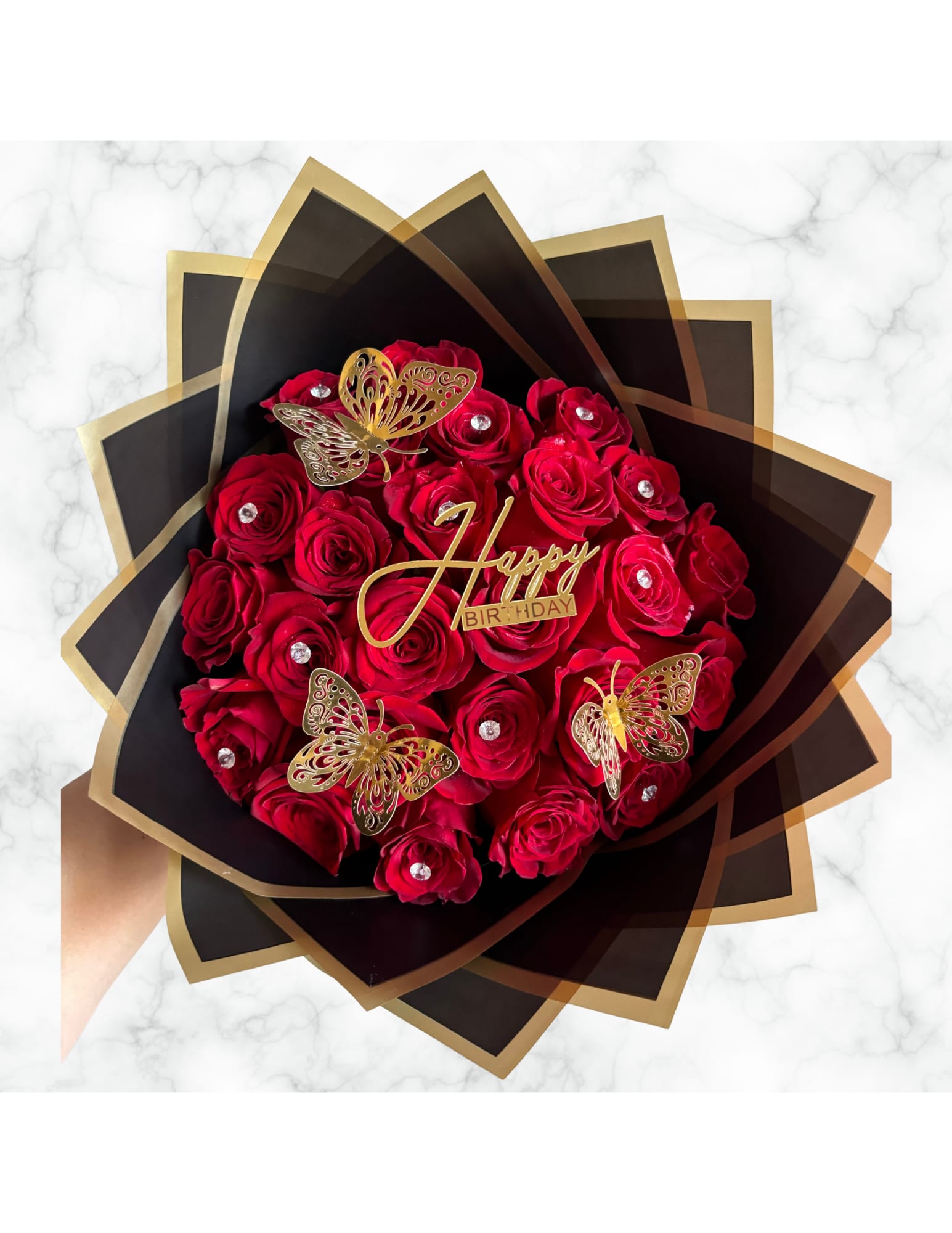 Birthday Bouquet with Diamonds - With diamond pins