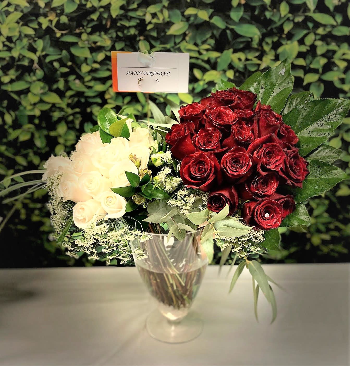 Princess Roses with FREE Upgraded Vaseware and Personalized Card - Princess Roses arrangement for Birthday, Anniversary, V'day, or during the holiday season. Wow Her with that special flower feeling fit for a princess! 