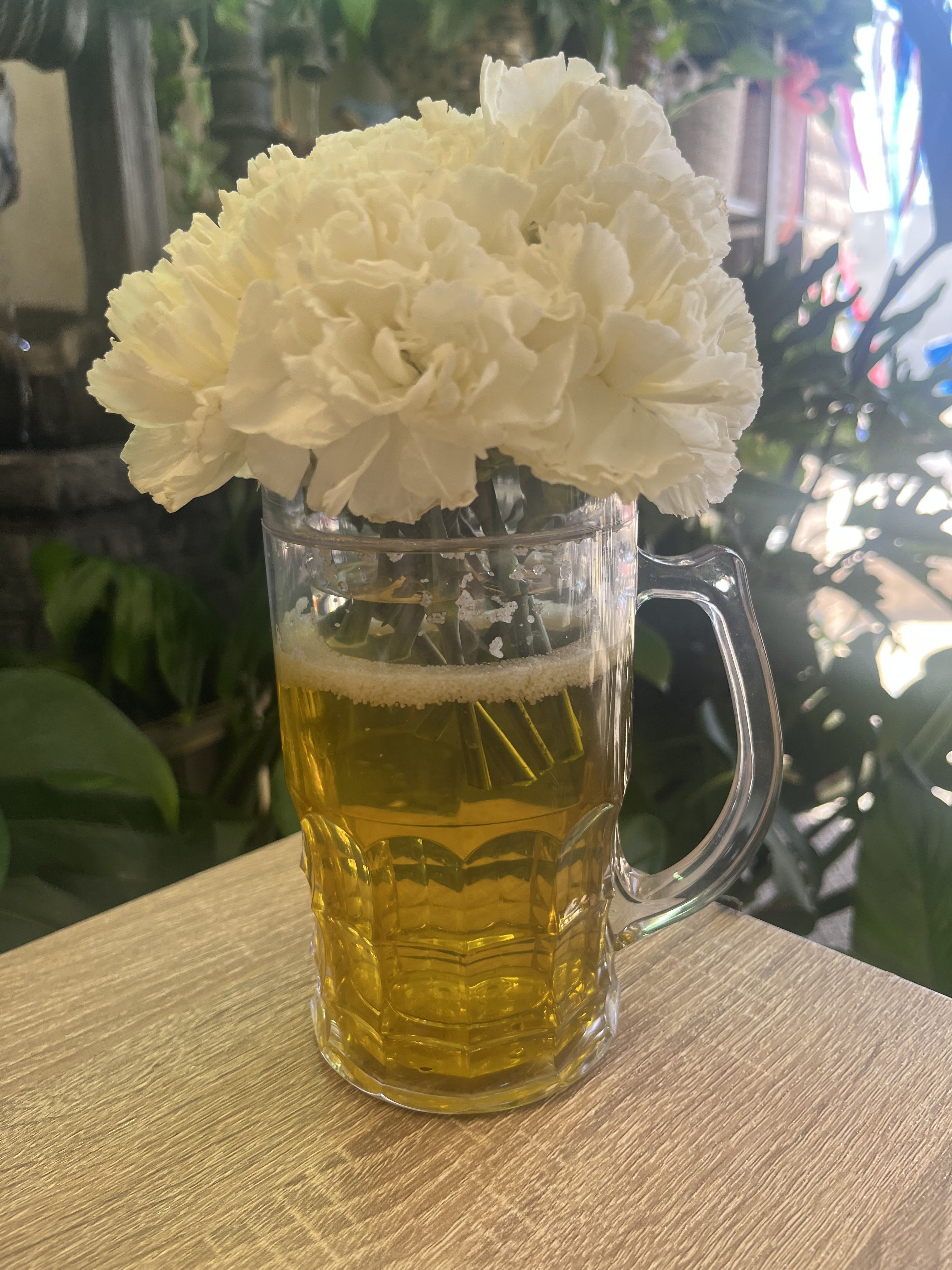 Fathers Day Beer - Beer Mug with with carnations  