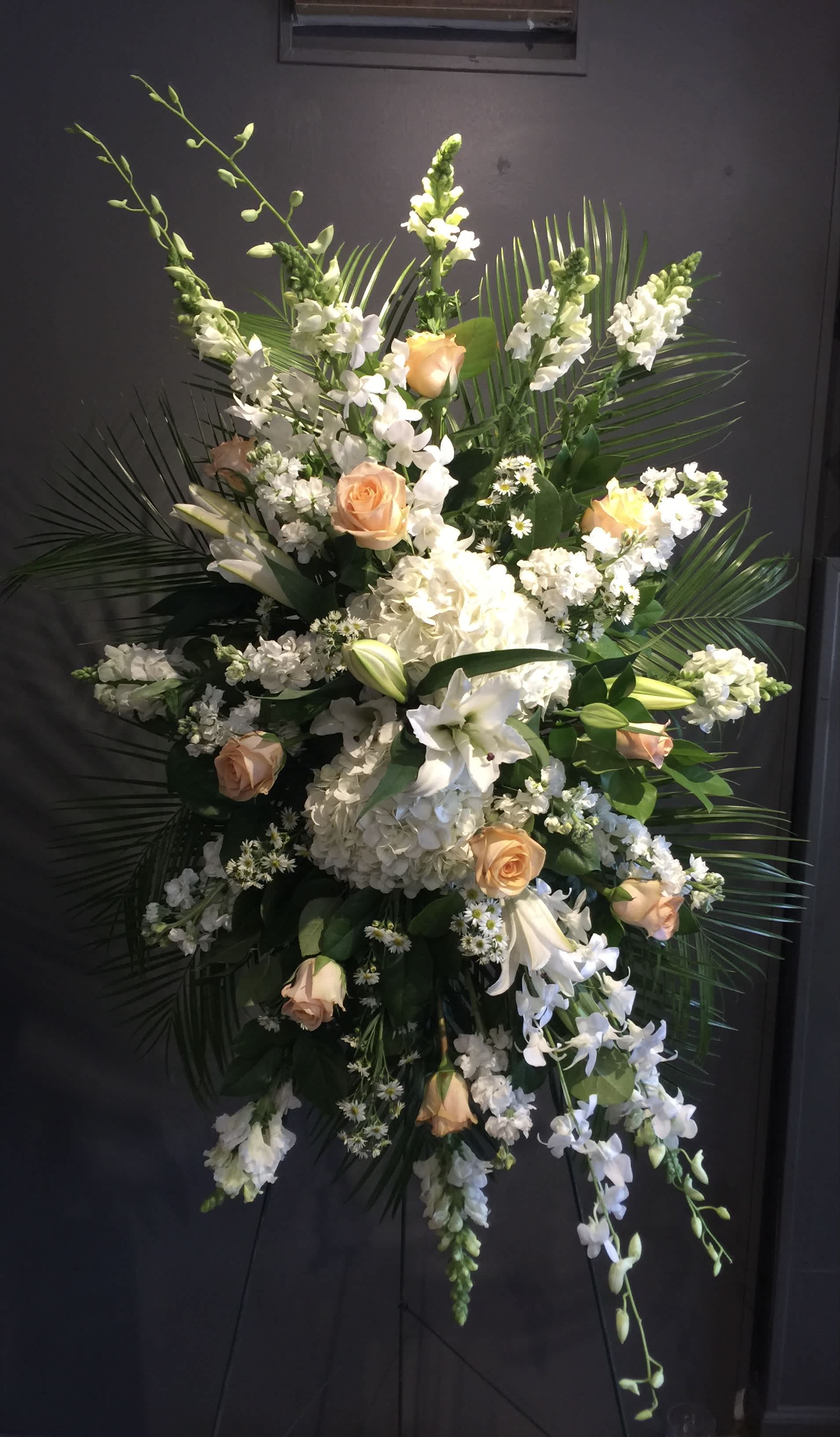 forever - Peach and white standing spray