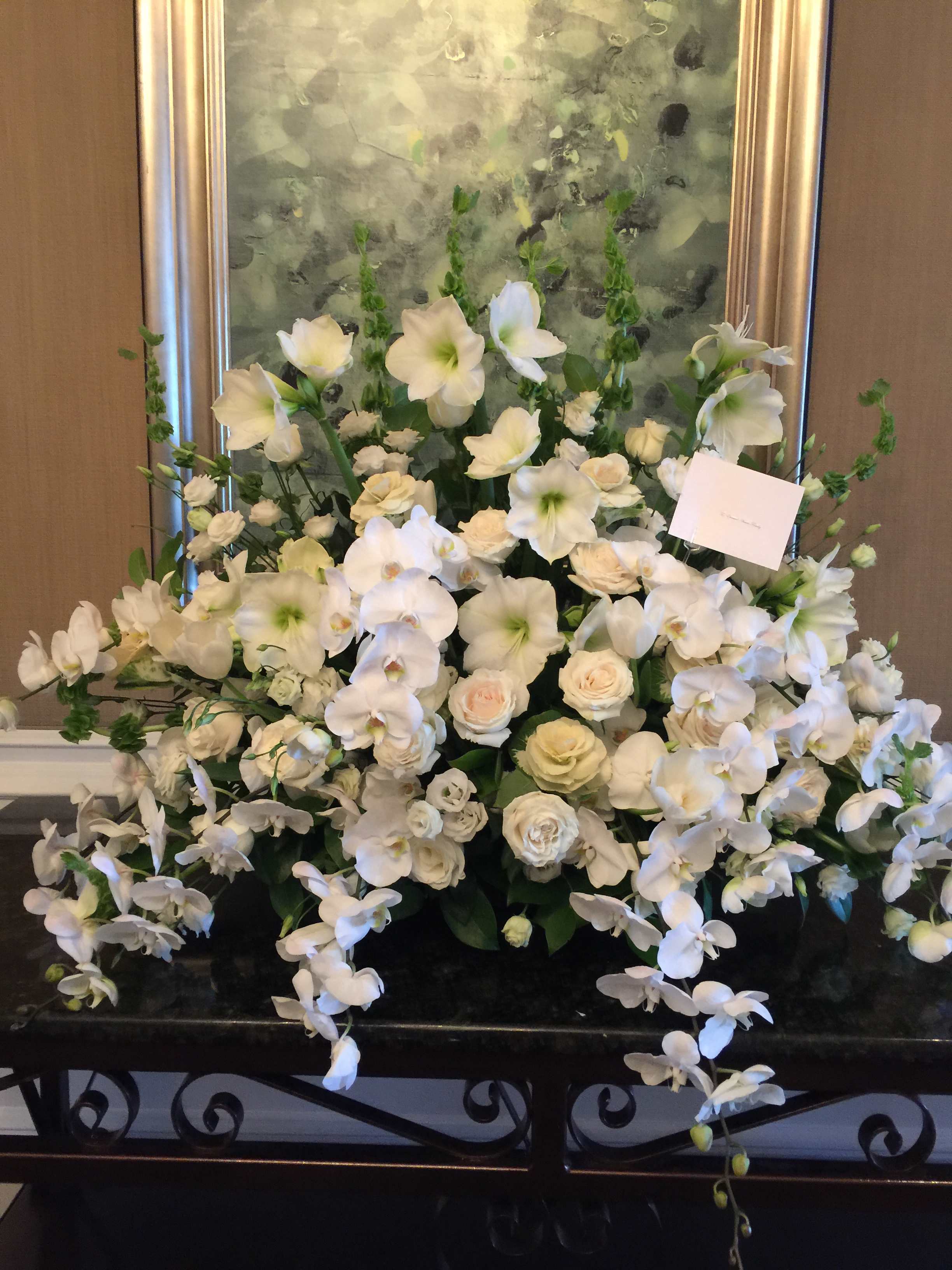 Monet - Amaryllis and  roses accented with phalenopsis orchids