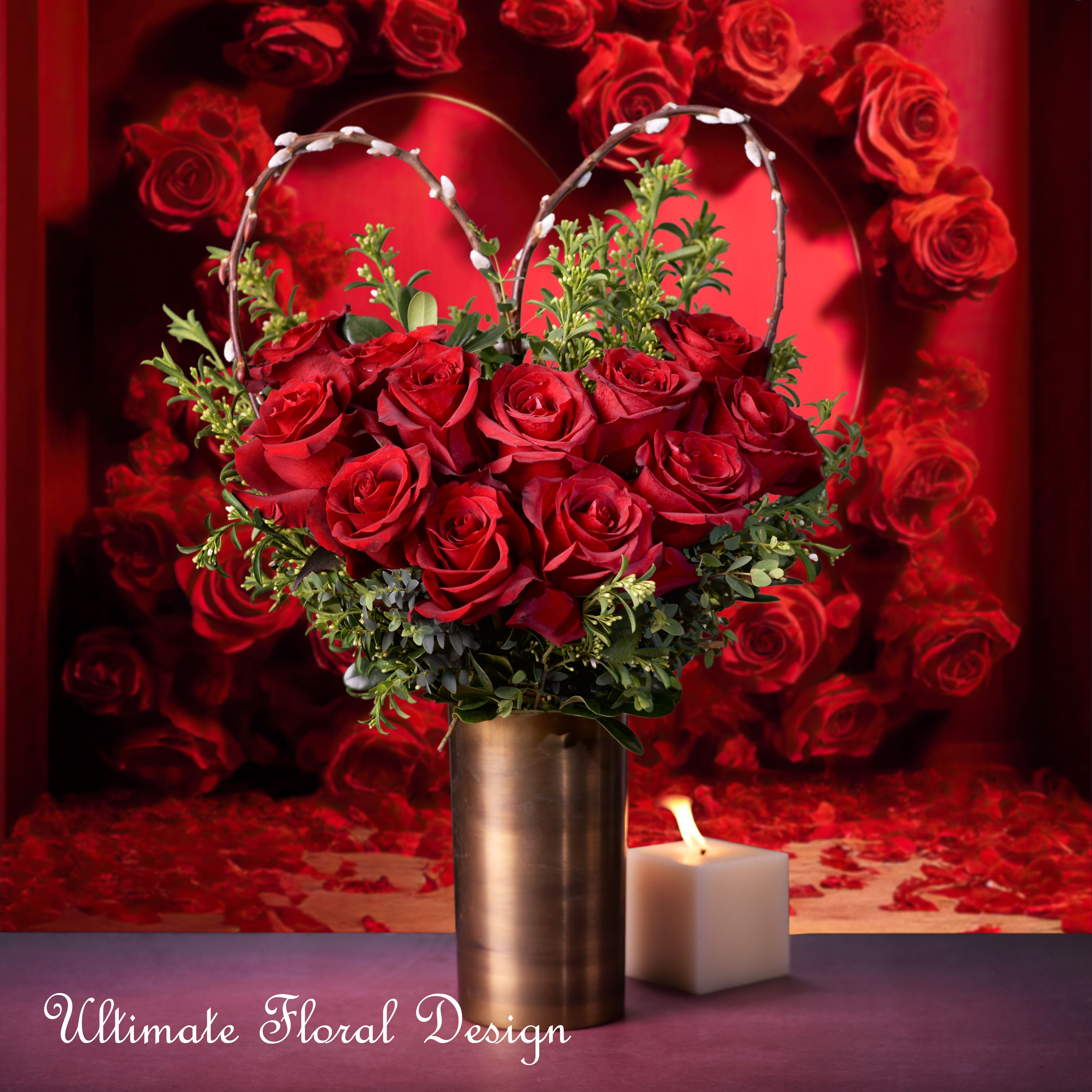 Romantic Roses - “Love is the flower you’ve got to let grow.” – John Lennon One dozen red roses red, Pussy willow one dozen and half two dozen 