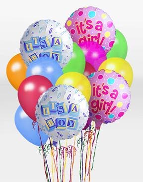 It's A Boy Balloon Bunch - 6 Balloons - When you want your gift to make a big impression give them this fun Balloon Bunch The bouquet arrives with 2 mylar (foil) It's A Boy balloons surrounded by 4 mylar (foil) balloons and tied together with a ribbon. The It's A Boy mylar (foil) balloon designs will vary.