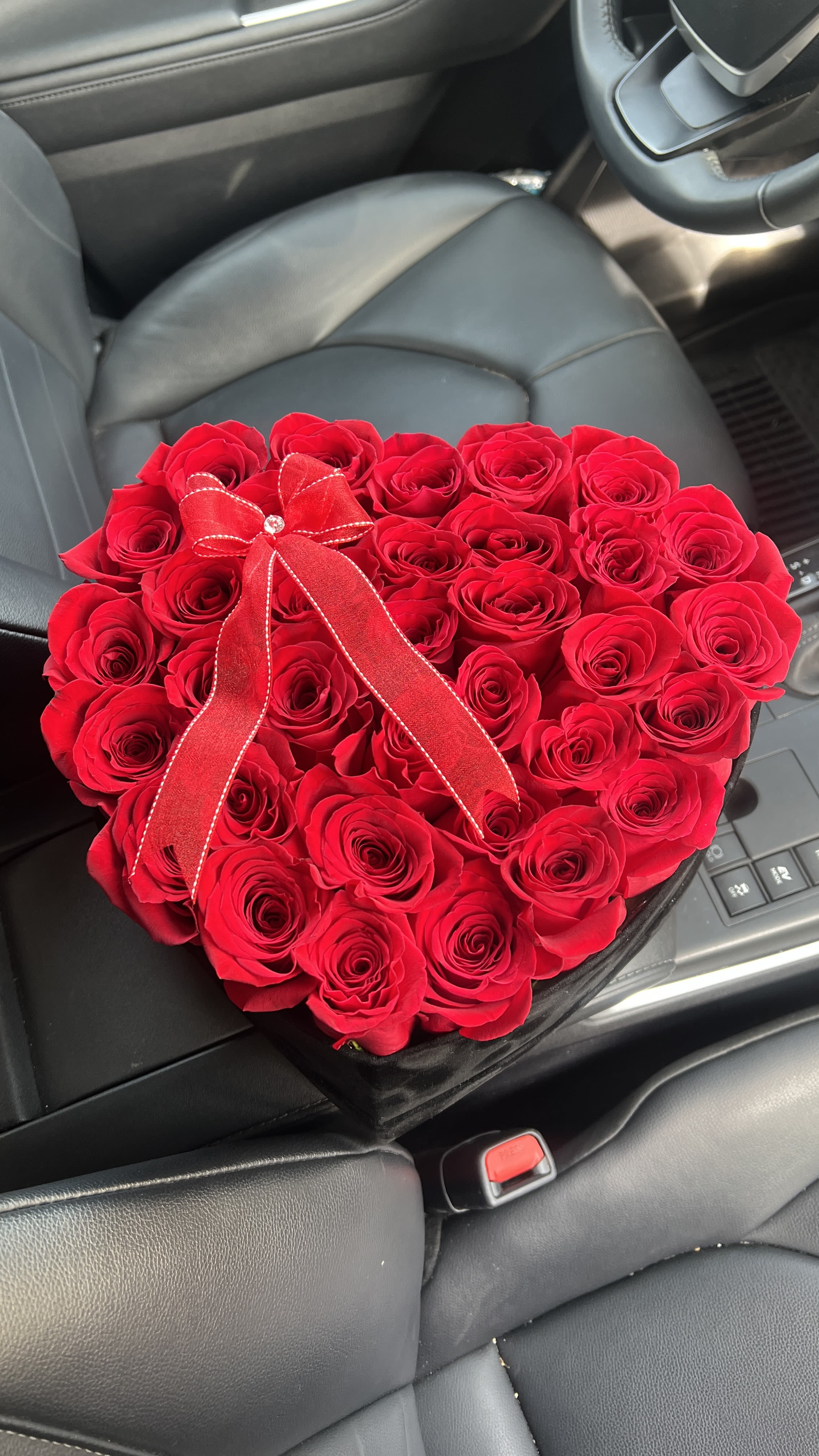 Medium Heart Box With Red Roses  - Buyer will receive a medium heart with red roses. 30 Roses approx. 