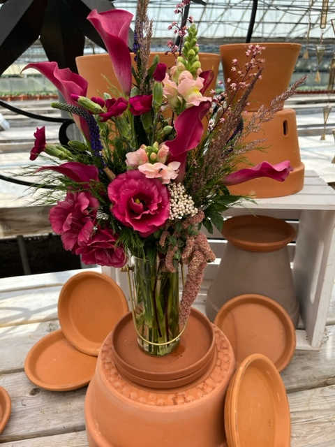 Pink Chiffon - Calla lily, garden rose, and snapdragons bring this beauty to life!