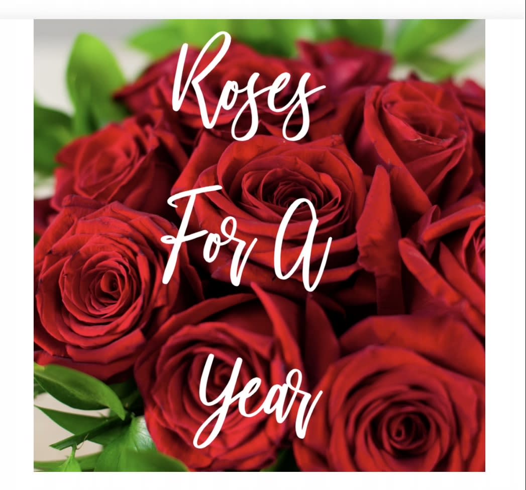 Roses For A year - Because your love is big and lasts long beyond just one day of the year, and you want to show it with a gift that keeps on giving. Send One Dozen Long Stem Roses for a year, with a stunning arrangement of timeless roses to celebrate your love each month of the year.  Available for local delivery only and includes a 45% discount and complimentary delivery.  Please call 469-900-8095 for more information and for more delivery &amp; pickup options!