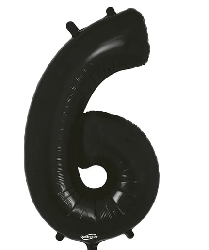 Black 34in "6" - Black 34in "6" add to any stuffed animal, box of chocolates, floral or balloon bouquet
