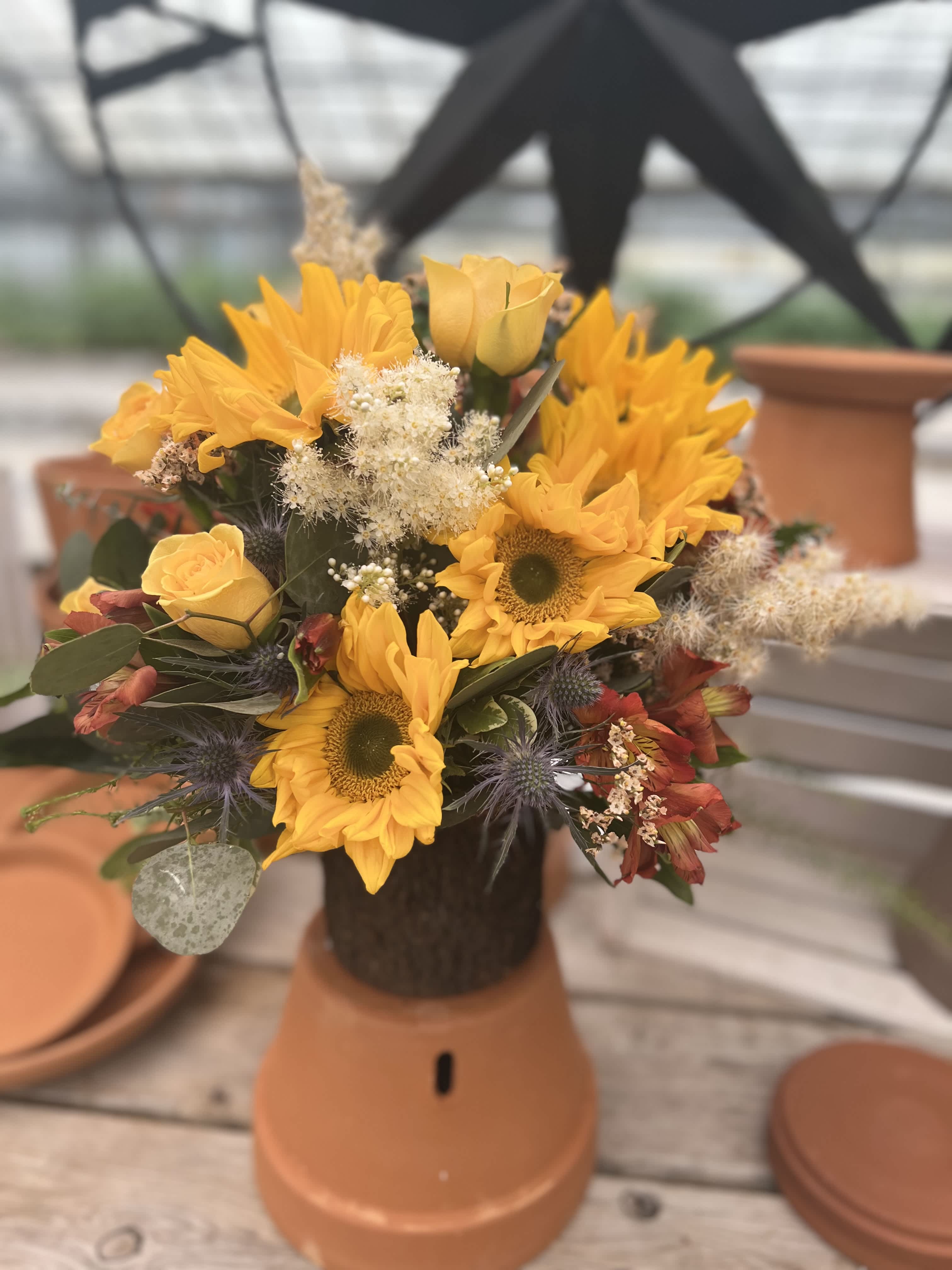 Sunflower Surpreme - Beautiful sunflowers mixed with greens and other yellows