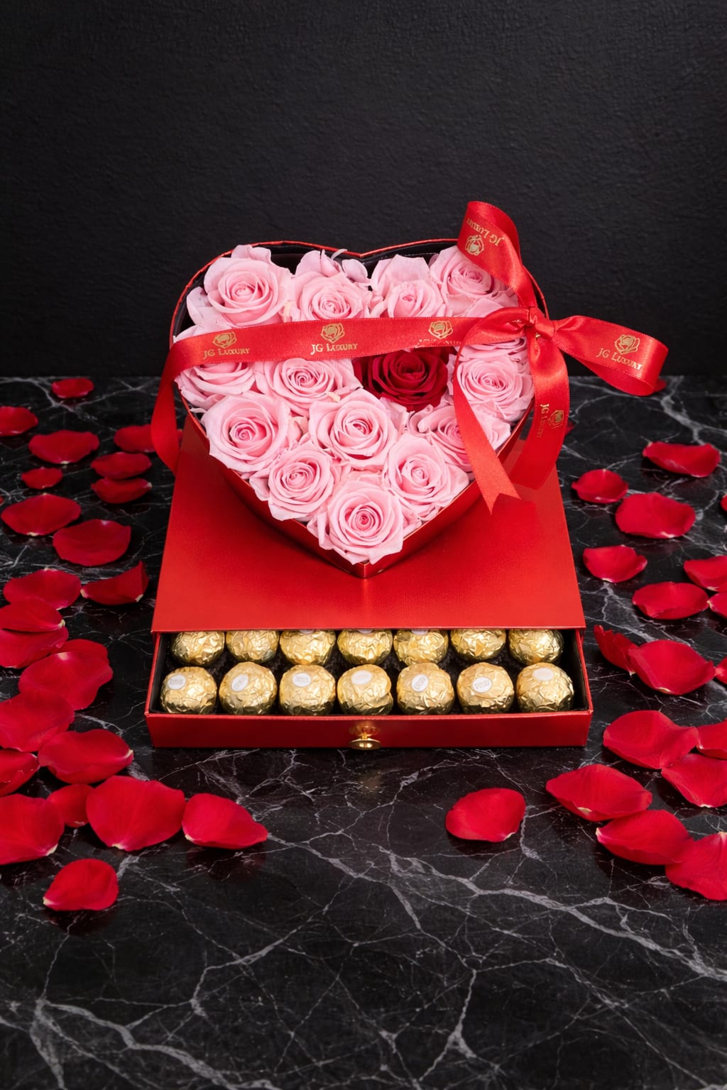 Make it Last - Luxury Collection - Preserved Roses from our Luxury Collection can last from one to three years. Ferrero Rocher chocolates included inside for a sweet touch.