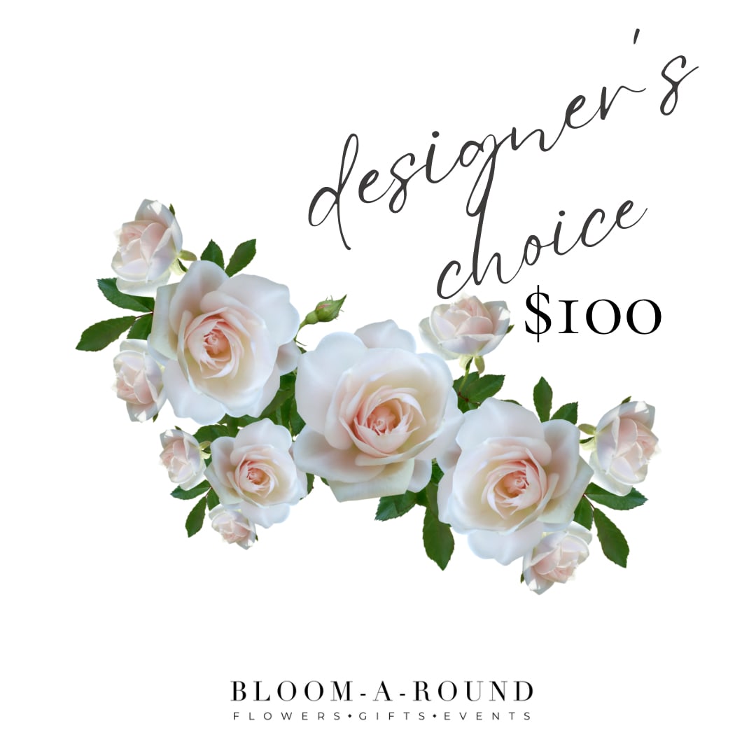 Designer's Choice - $100 - Our Designer’s Choice arrangement, valued at $100, is a curated masterpiece that showcases the freshest seasonal blooms, handpicked by our expert florists. Each arrangement is uniquely designed to reflect the perfect balance of color, texture, and fragrance, tailored to your specific occasion. Whether it’s an elegant mix of classic blooms or a bold, modern statement, this arrangement promises to leave a lasting impression with its artistry and beauty. Ideal for birthdays, anniversaries, or any special moment that deserves a touch of elegance and surprise. *please leave special instructions such as vibrant/pastel, short/tall, etc.*