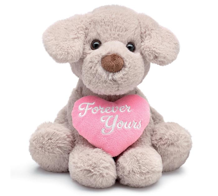 Plush Valentine's Tan Puppy with 'Forever Yours' Pink Heart - Plush Valentine's Tan Puppy with 'Forever Yours' Pink Heart