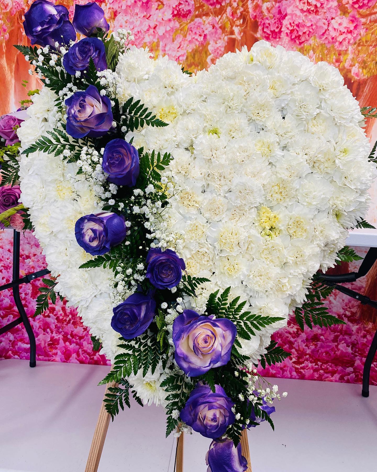 Medium Heart With Purple Roses - This is a medium heart with purple roses.