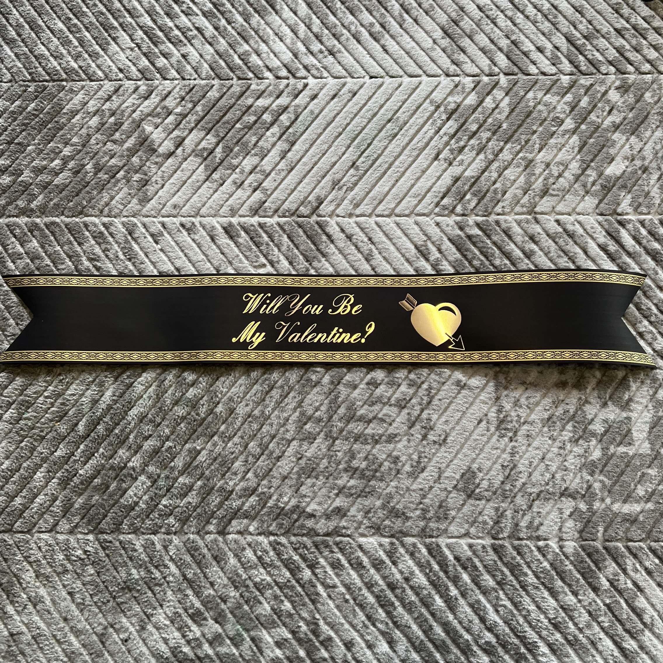 Will You Be My Valentine? Ribbon - Black Color  - One ribbon in black color 
