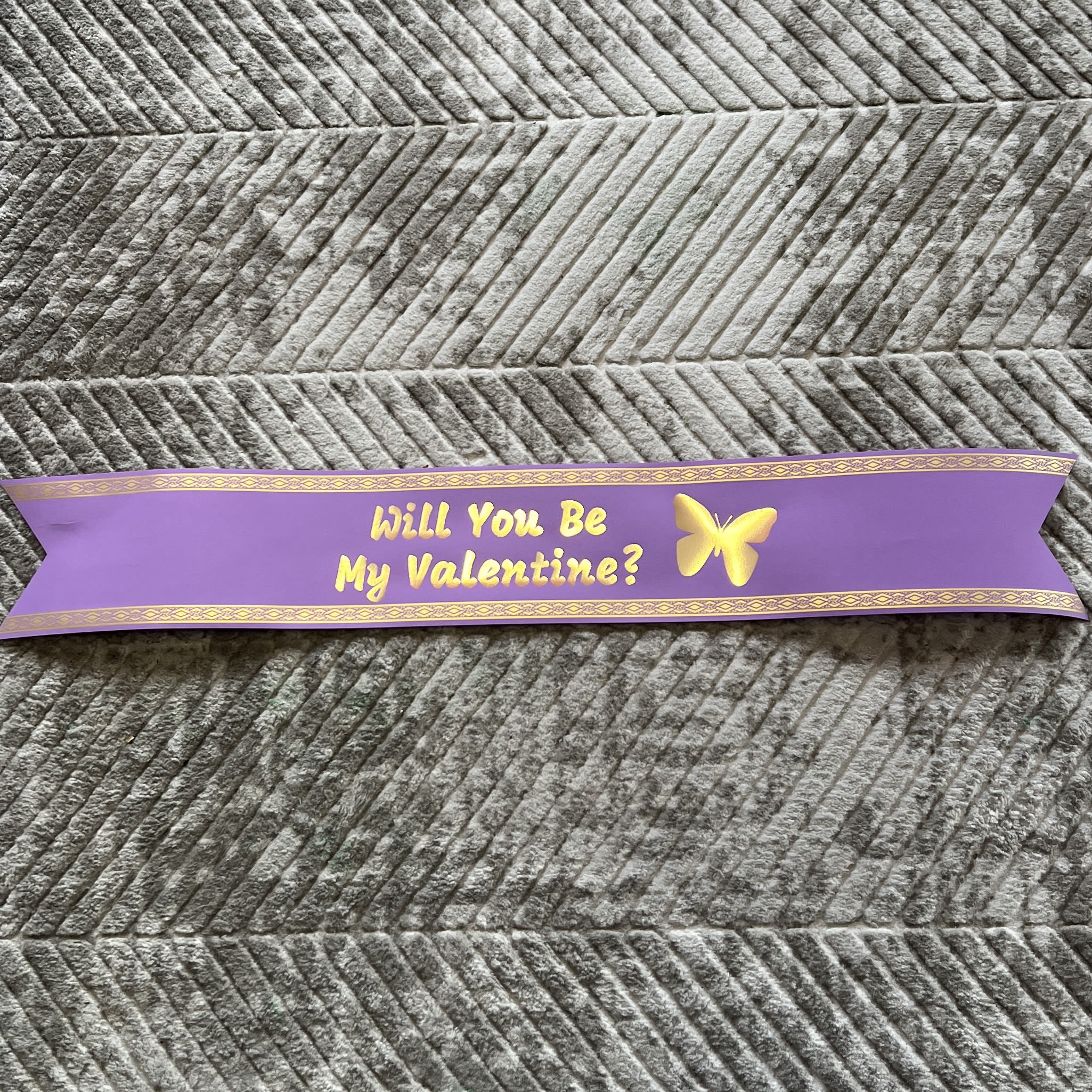 Will You Be My Valentine? Ribbon - Purple Color  - One ribbon in purple color 