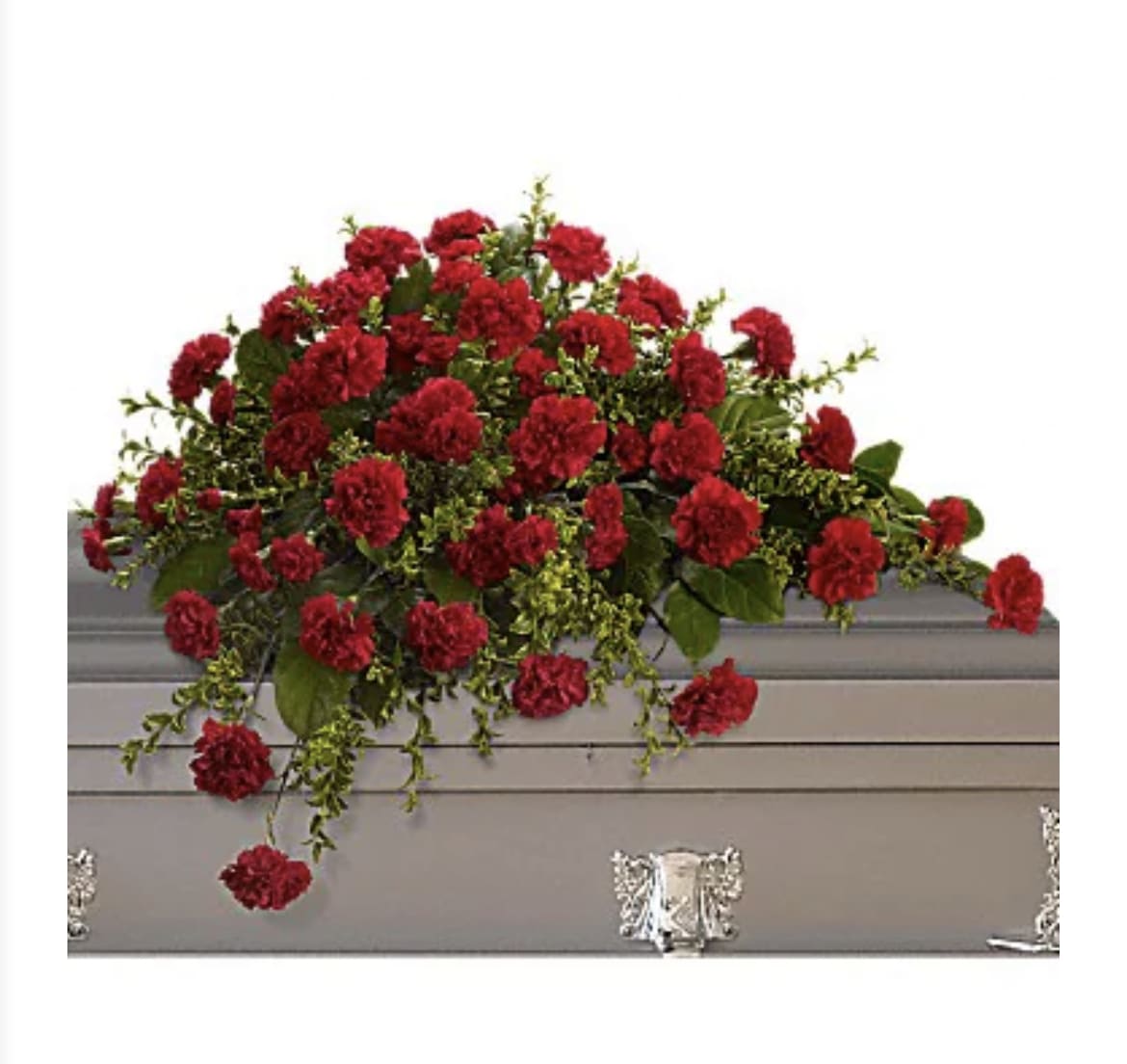 Adoration Casket  - A classic way to show someone love and admiration with an all red with greens casket. 