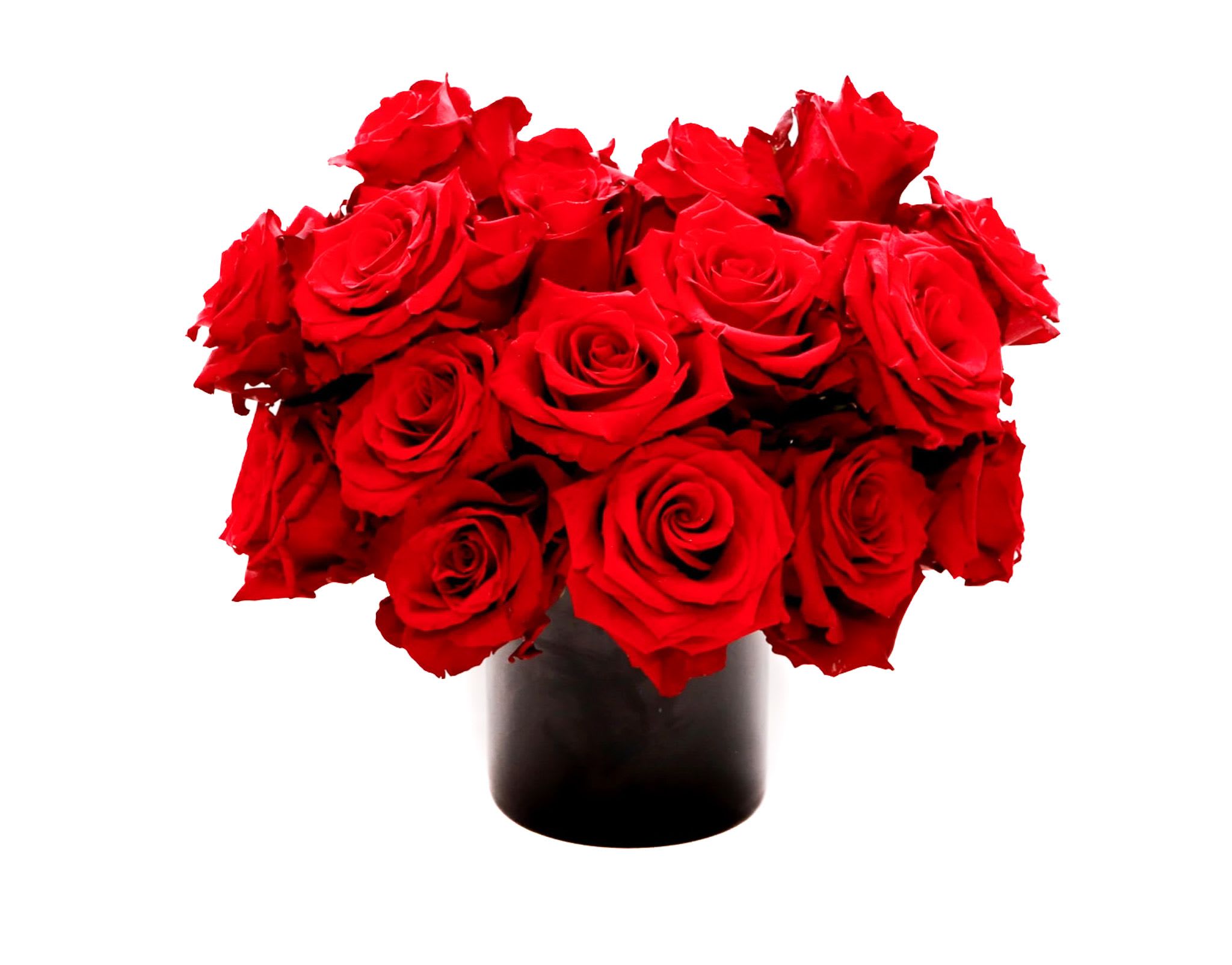 Sweetheart - Red roses are the traditional symbol for love and romance, and a time- honored way to say, I LOVE YOU. The red rose has long been symbolized for beauty and perfection. a bouquet of red roses is perfect way to express your deep feeling for someone very special to you. Comes in a cylinder black vase. 