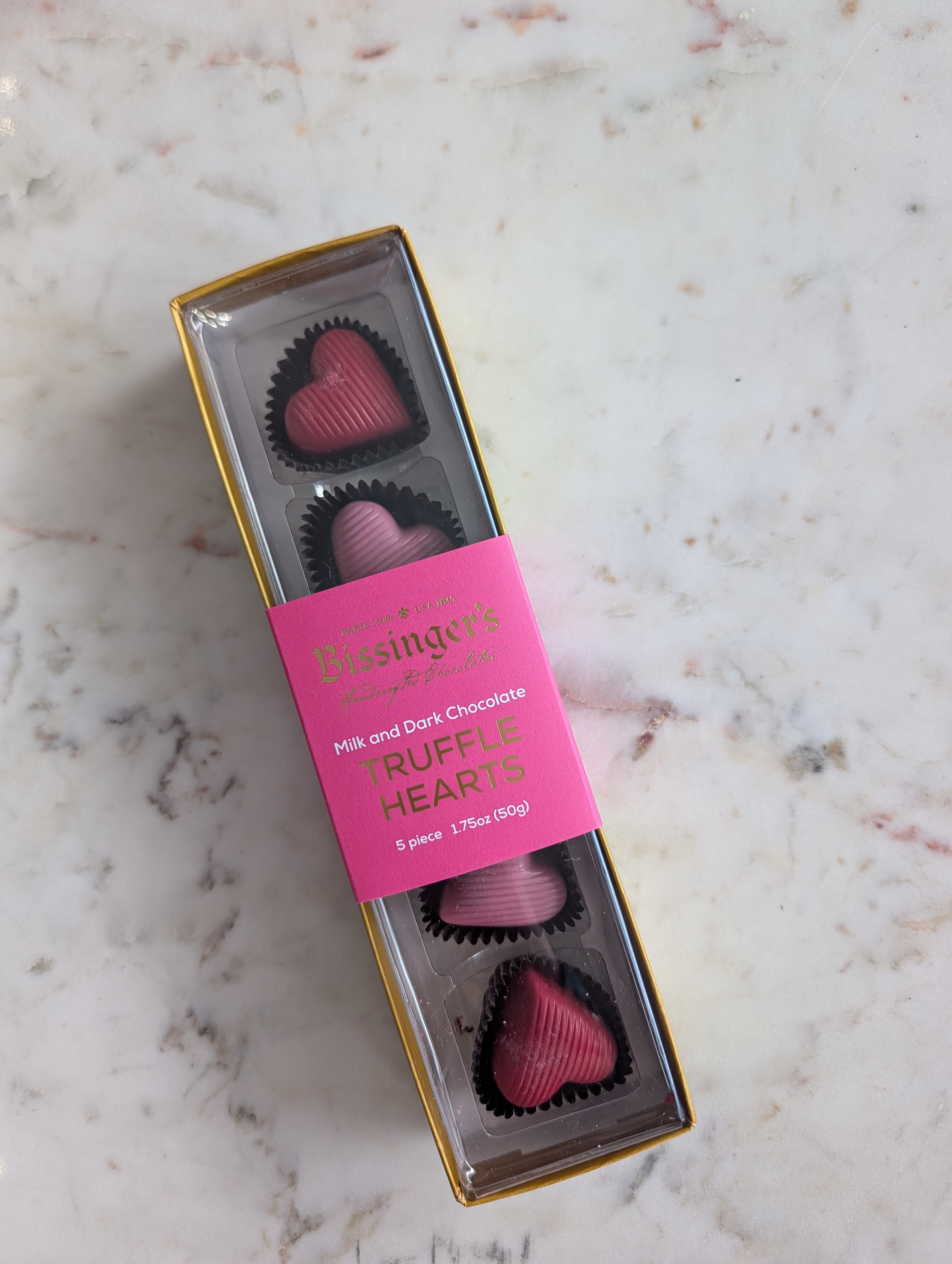 Bissinger's Truffle Heart Chocolate Flight - Five Pieces With Mixed Milk And Dark Chocolates