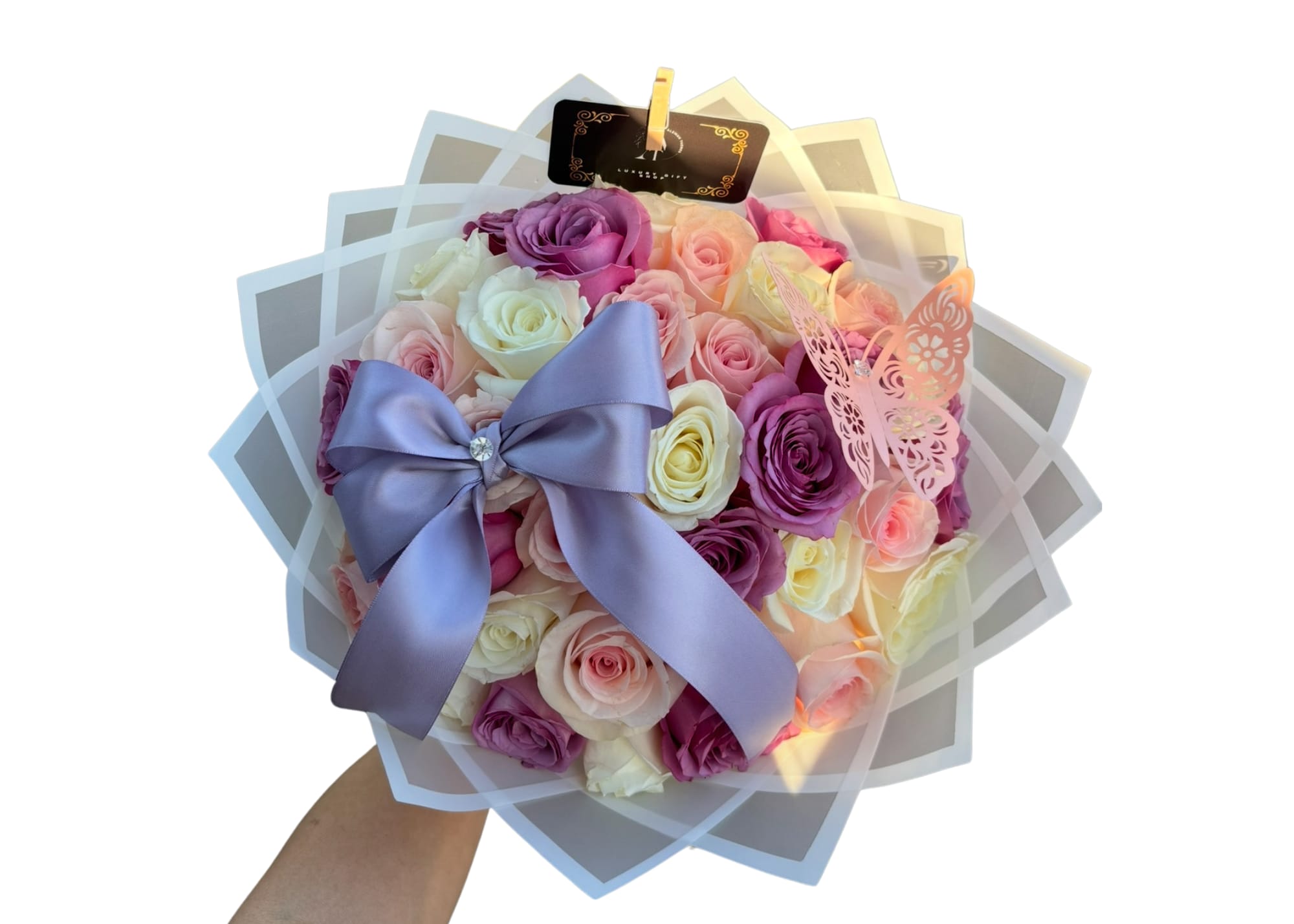 Bouquet coquette 2 - mix of flowers and colors in a bouquet wrapped in Korean paper