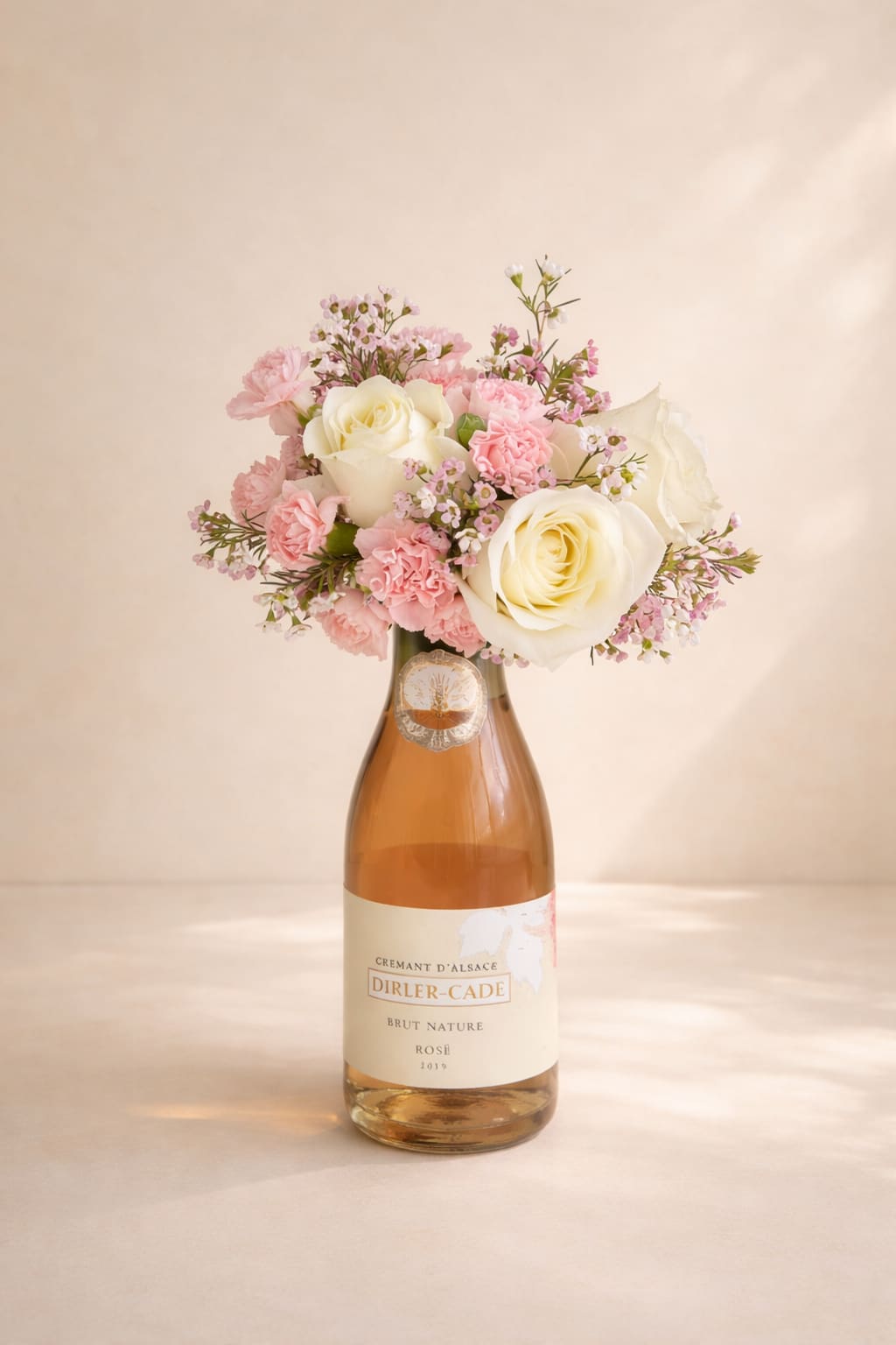 Pink Note - Beautiful arrangement with your choice of wine 