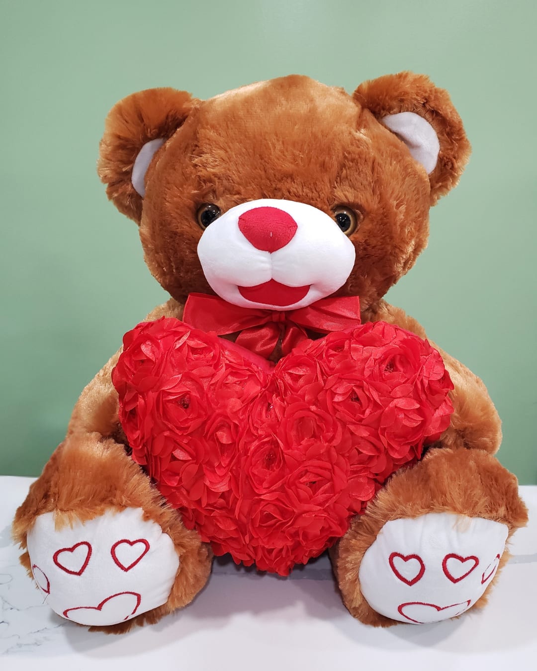 Large Ruby Heart Bear- Brown - LARGE- Ruby Heart Bear