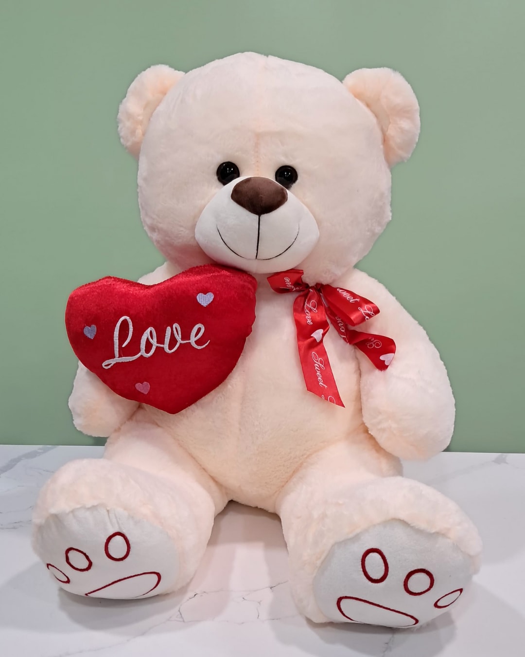 Large Love Bow Bear- Ivory  - Large Love Bear- Ivory 