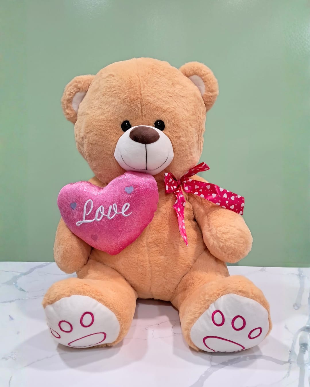 Large Love Bow Bear- Brown - Large Love Bear- Brown