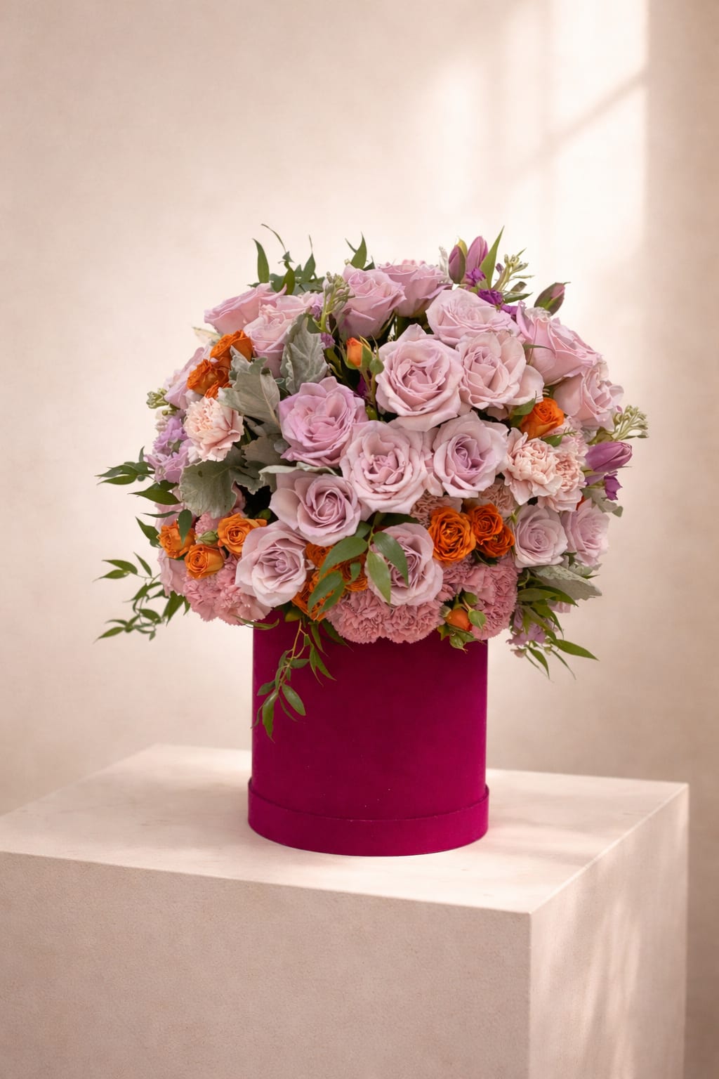 Rose cloud - Beautiful pink and orange arrangement in a box 