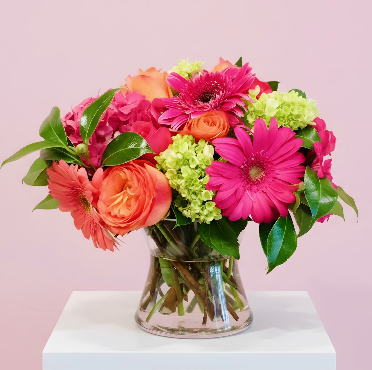 Be Bright - A vibrant and beautiful bouquet of the brightest flowers in our cooler in fun pinks, greens and oranges. Exact flowers will vary. One of our top sellers