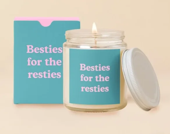 TOFT - Besties for the Resties Candle  - About this product  Need some affirmations to remember who you truly are? Light one of these Yippie Candles for yourself, or give one to your BFF to spread all the love and good scents.   Clean, All Natural Soy-Based Wax (Paraffin-Free!) Paraben-Free Fragrances Cotton Wicks 8oz Glass Jar with Lid, Approx. 43 Hour Burn Time