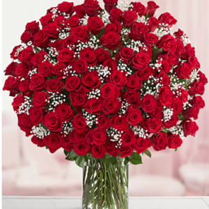 100 Red Roses - Whats a better way to say I love you than with 100 roses! 100 roses in a large vase!