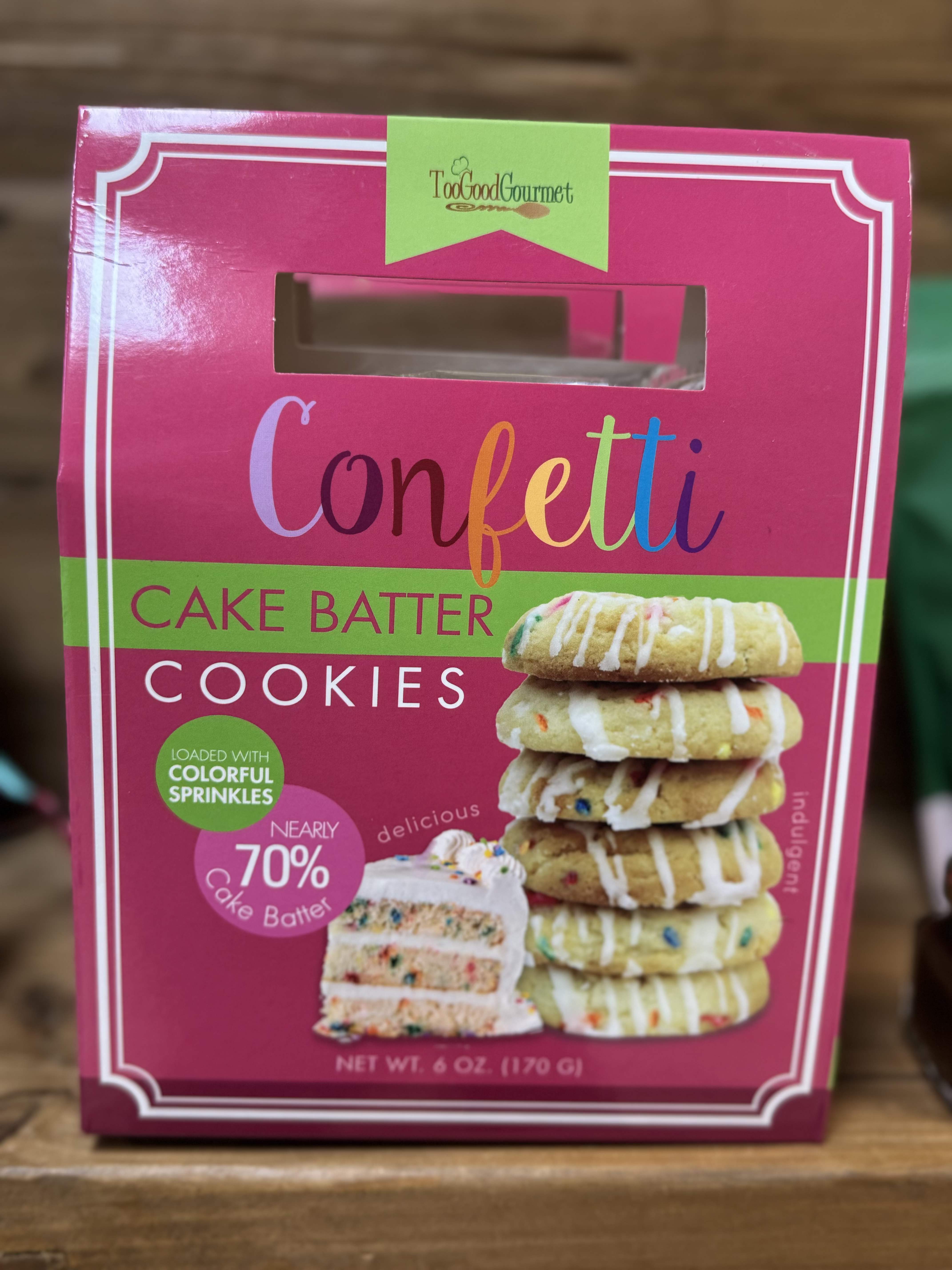 Cake Batter Cookies - These cookies are nearly 70% Cake Batter. They come in two different flavors: Confetti and Lemon. Net Wt 6 oz