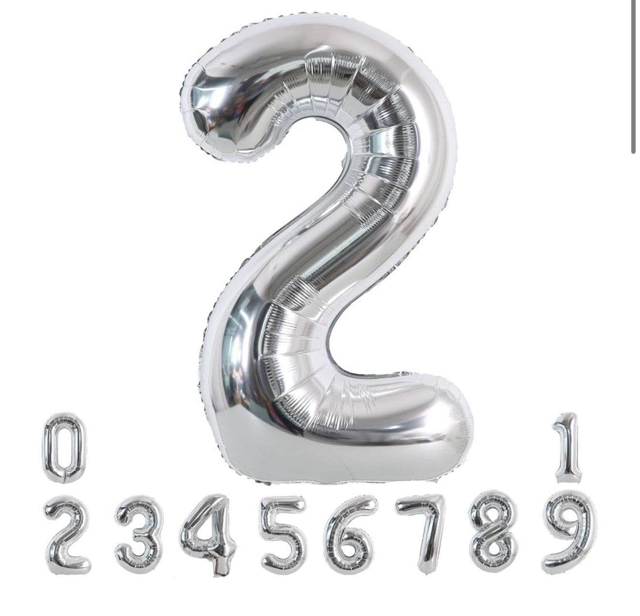 Balloon silver 0 - 9 - Balloon  0 - 9 , 40 inch , silver