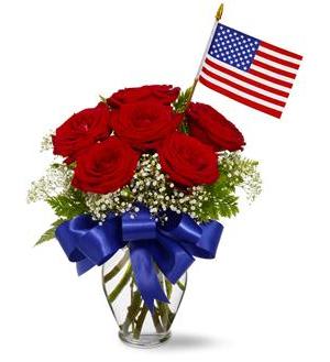 Star Spangled Roses - This special rose bouquet is star-spangled and perfect for any patriotic summer party or occasion! A perfect gift for Memorial Day, Fourth of July, or to honor a loved one who has served for our country. Standard size is a half dozen roses.