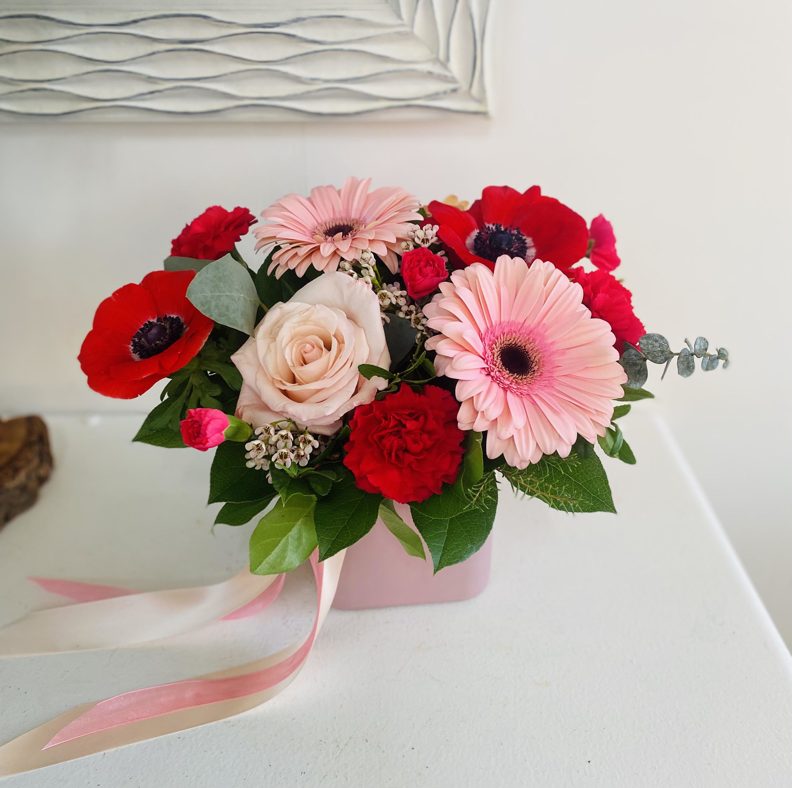 Be Mine - Gorgeous frosted pink filled valentine blooms/