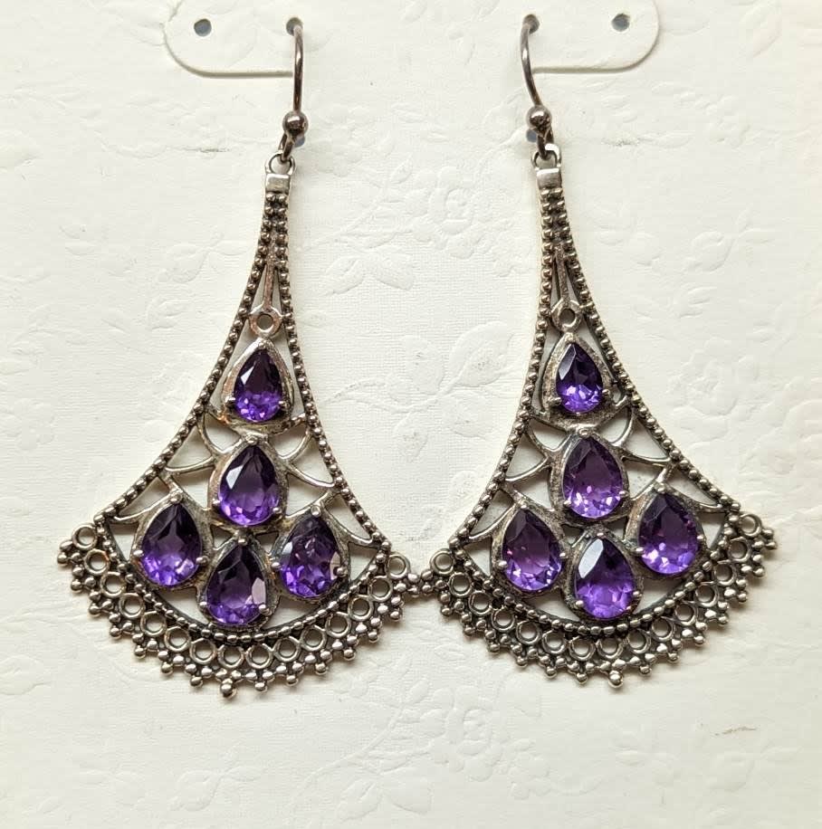 Amethyst Earrings  - These are absolutely gorgeous. A total of 10 Top Grade Amethyst stones set in Sterling Silver.