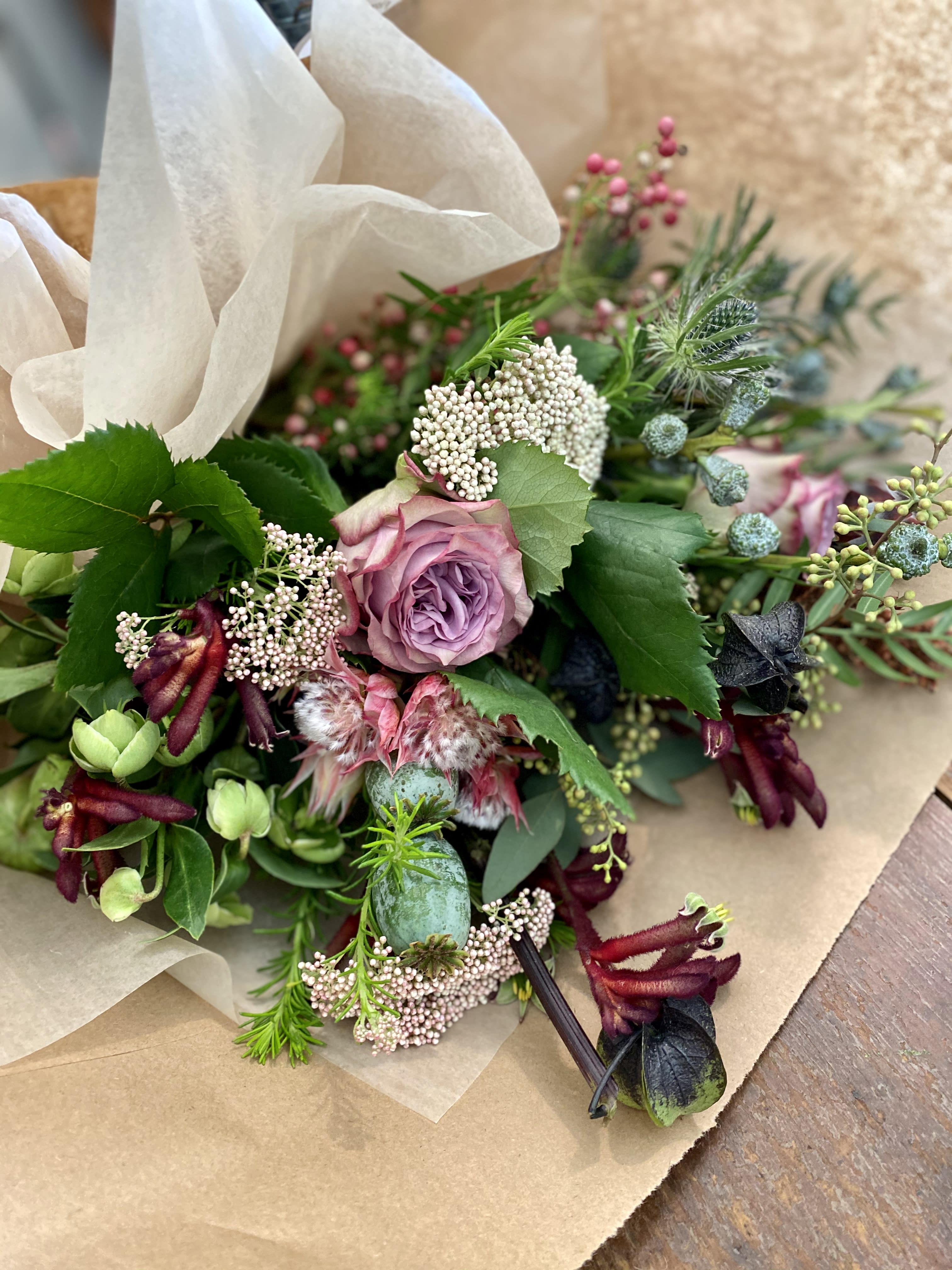 The Season's Best. (Hand tied bouquet) - Despite what you hear in the news, Love and Happiness are still in the air.  Why not celebrate the season with this lovely hand tied creation in which Momo only selects the very best the season has to offer, offering a curated bouquet that features only the finest blooms arranged with a lovely mixture of care and flair. Get the Season's Best, prepared just for you. May include garden roses, and a host of surprises, all beautiful.