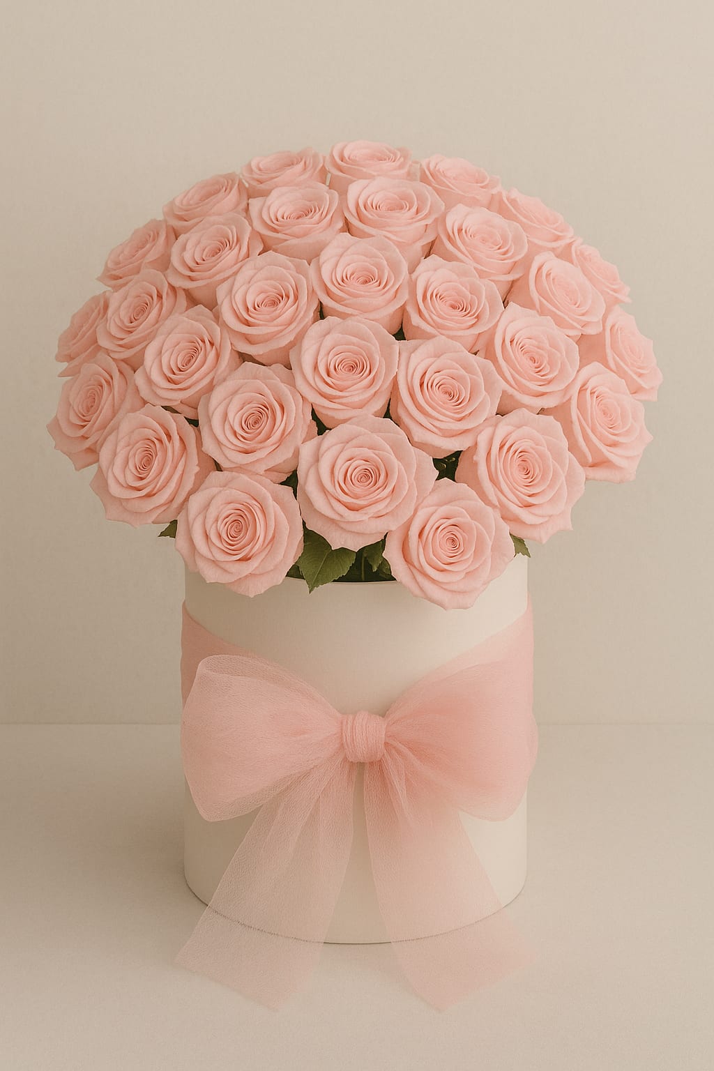 Light Pink Rose Box Arrangement - Premium light pink roses in a box arrangement.
