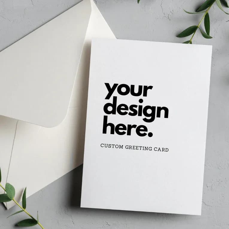 Custom Greeting Card - Custom Greeting Card.  You get to choose the image. You can choose predesigned images or you can personalize it with a picture from your gallery. You also get to change the font, add emojis, add more text than the free card.  Card size is 5"x7" and comes with a brown envelope.  Once you add the card to your cart do not forget to design your card here. Once you design the card you will get a 5 alpha-numeric code that you need to include in the "Florist Instructions" box. The code will be used to print the card exactly how you designed it.