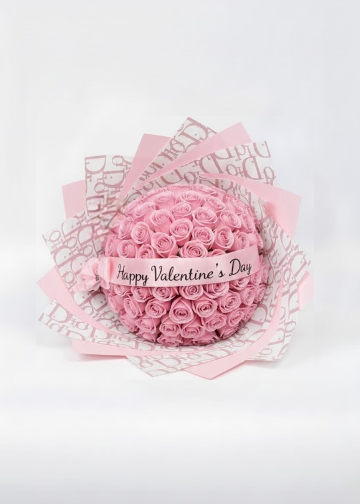 50 Stem Pink Roses Valentine's Day Bouquet w/ "Custom Ribbon Message" PREORDER PRICE - 50 Stem Pink Roses Valentine's Day Bouquet w/ "Custom Ribbon Message" PREORDER PRICE