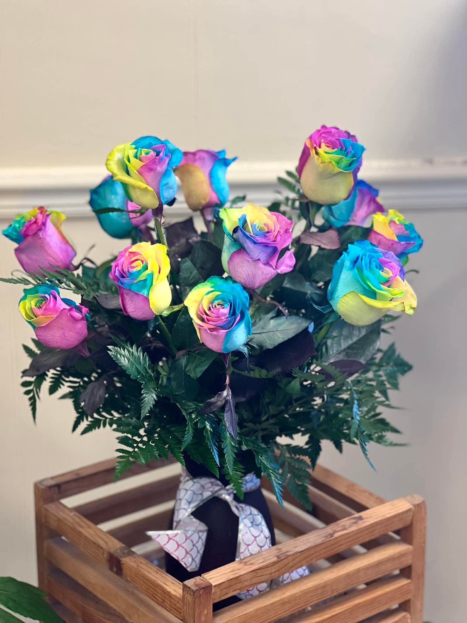 Rainbow Roses  - Available for Valentine's Day ONLY Dozen Rainbow Roses