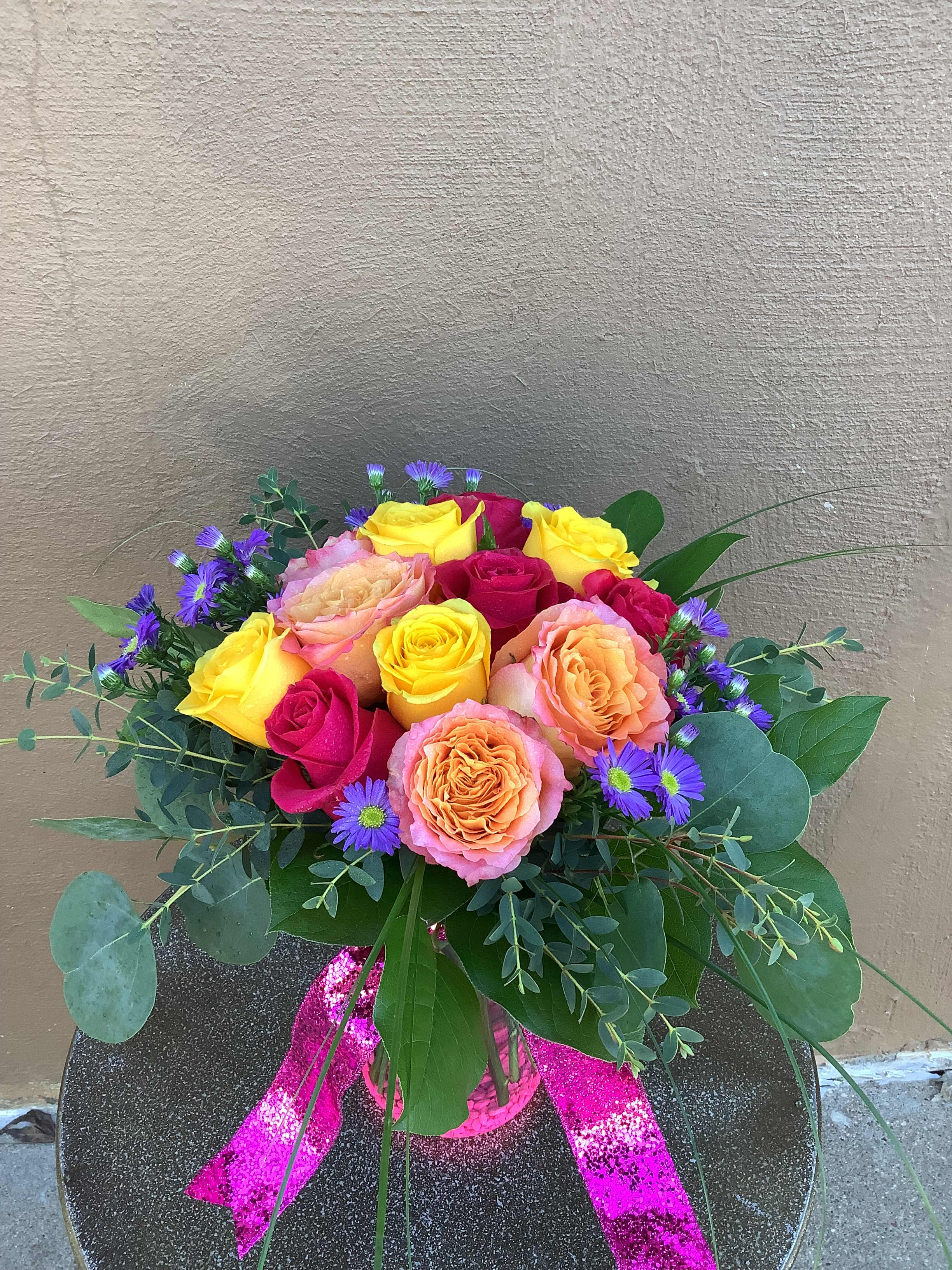 Vibrant Vivacious Valentine - Stunning, vibrant roses designed low and lush to let your special person know your true feelings! 