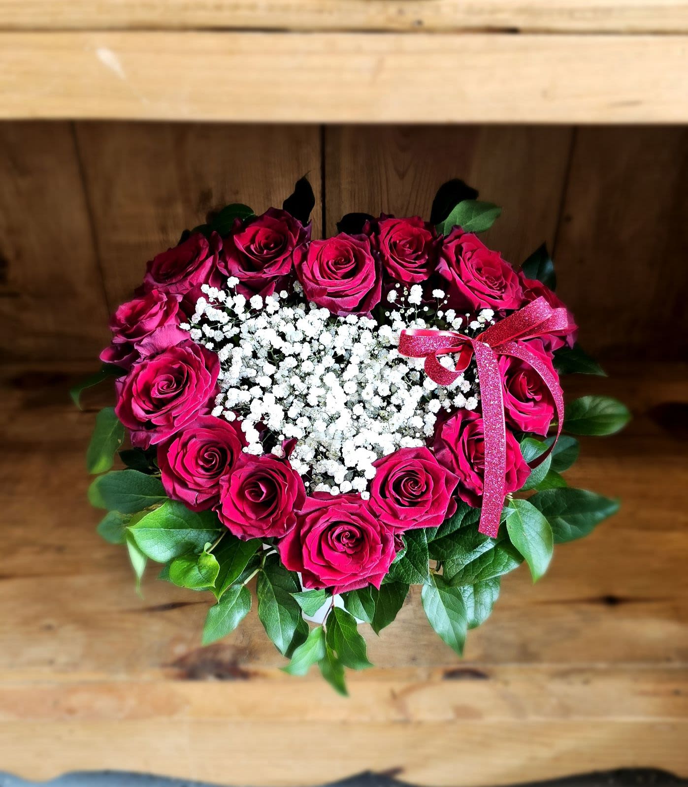Heart of Love - Baby's Breath and Roses are the perfect combination to send all your love