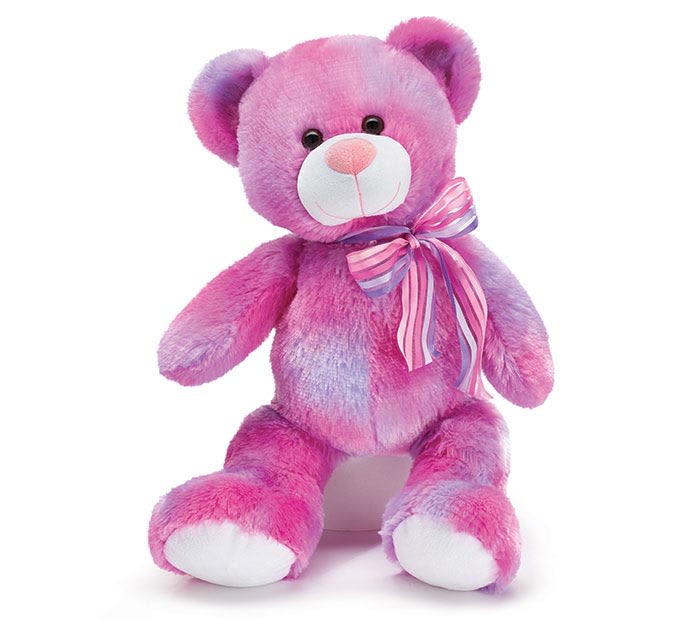 Violet Bear - 14" Multicolored Plush Bear