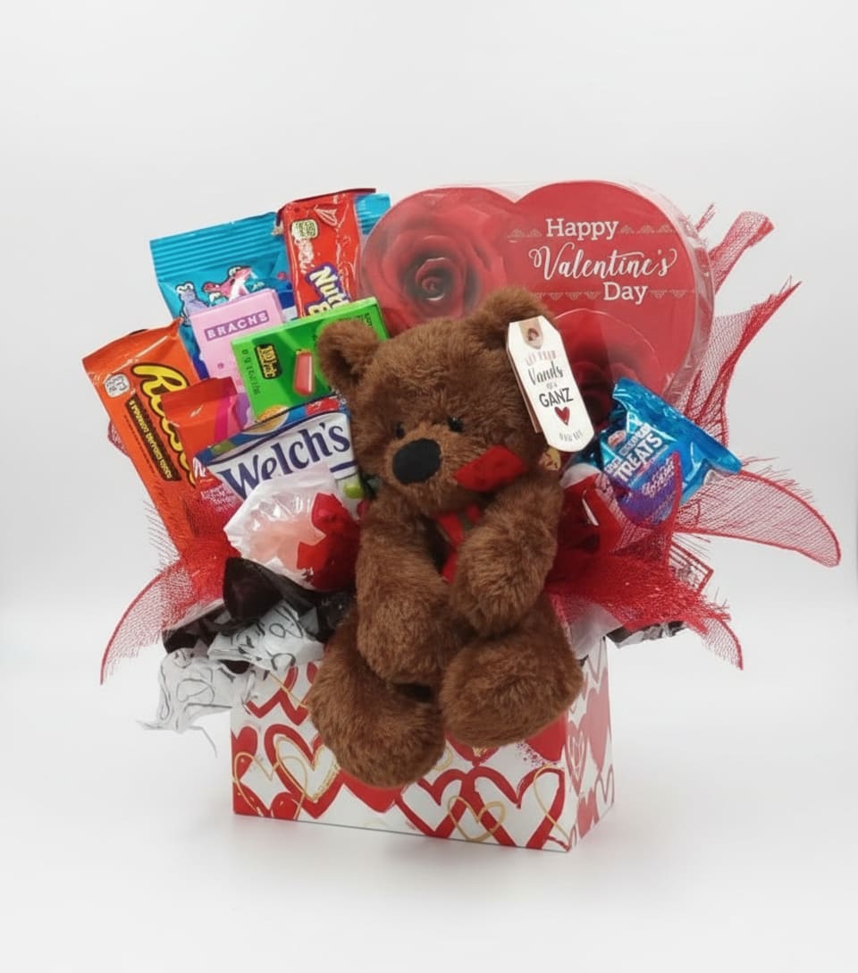 I Love You Bear-y Much - Candy Bouquet with a Stuffed Bear