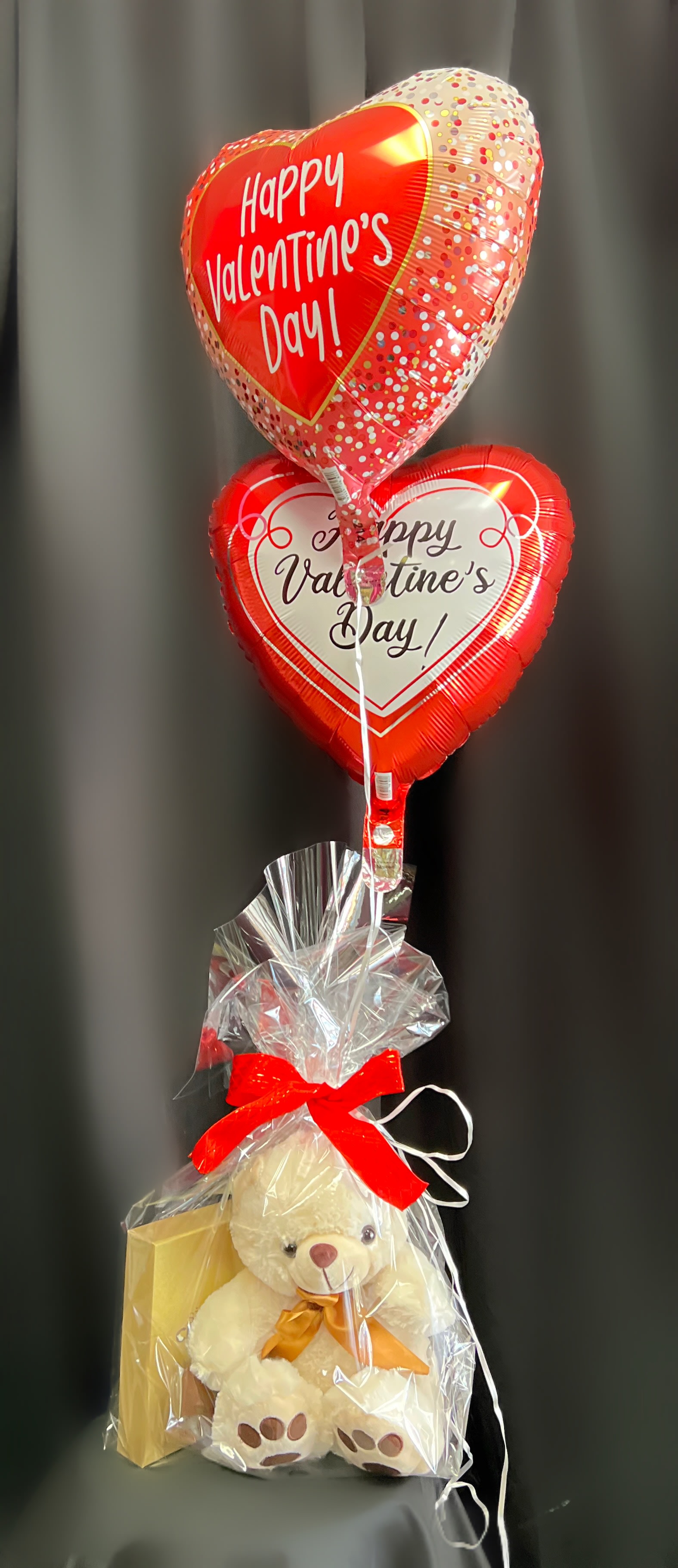 BUNDLE 4 - SMALL BEAR WITH 2 MYLAR BALLOONS AND CHOCOLATES