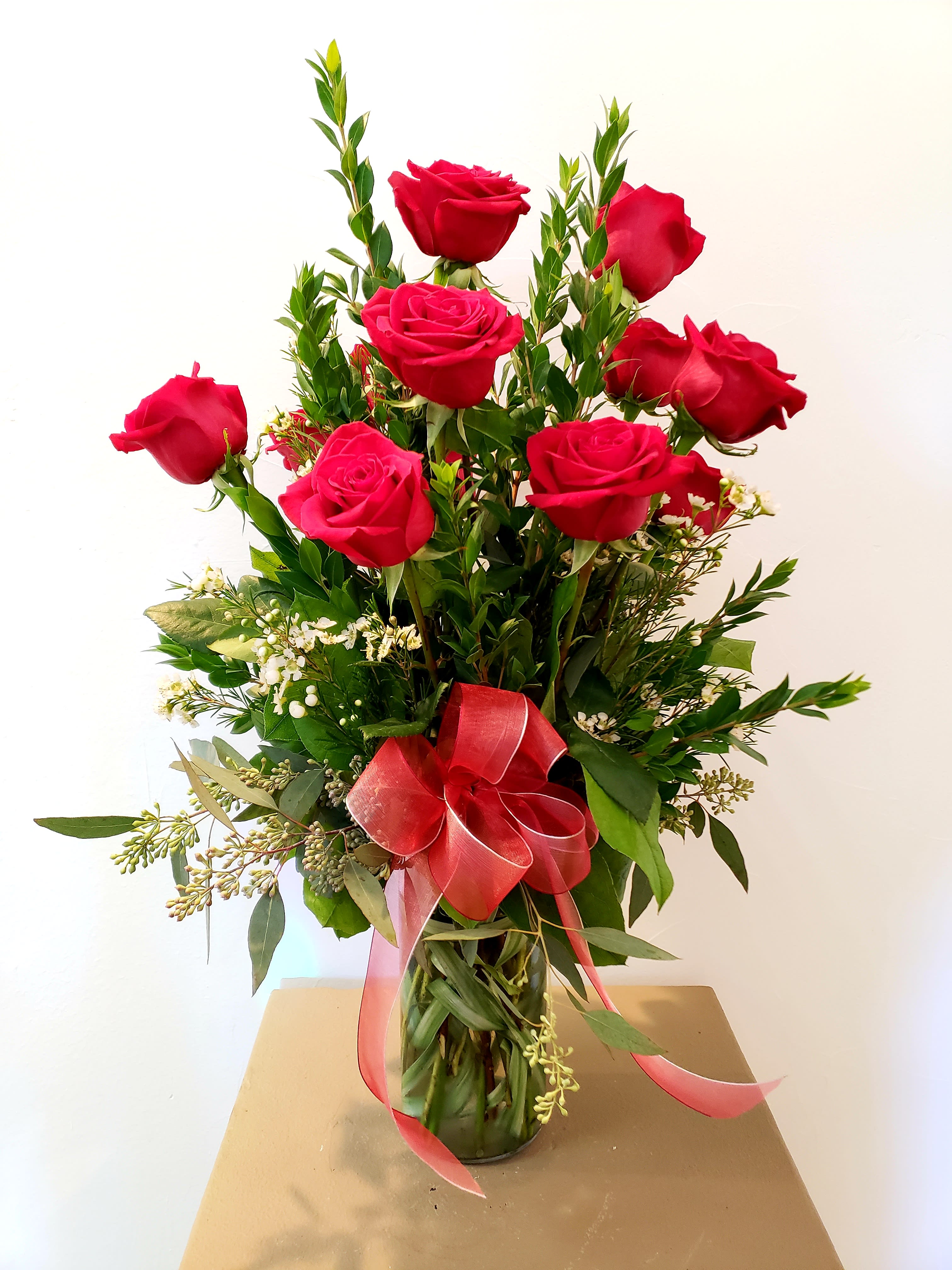 Dozen Red Roses - Dozen red Ecuadorian roses with greenery