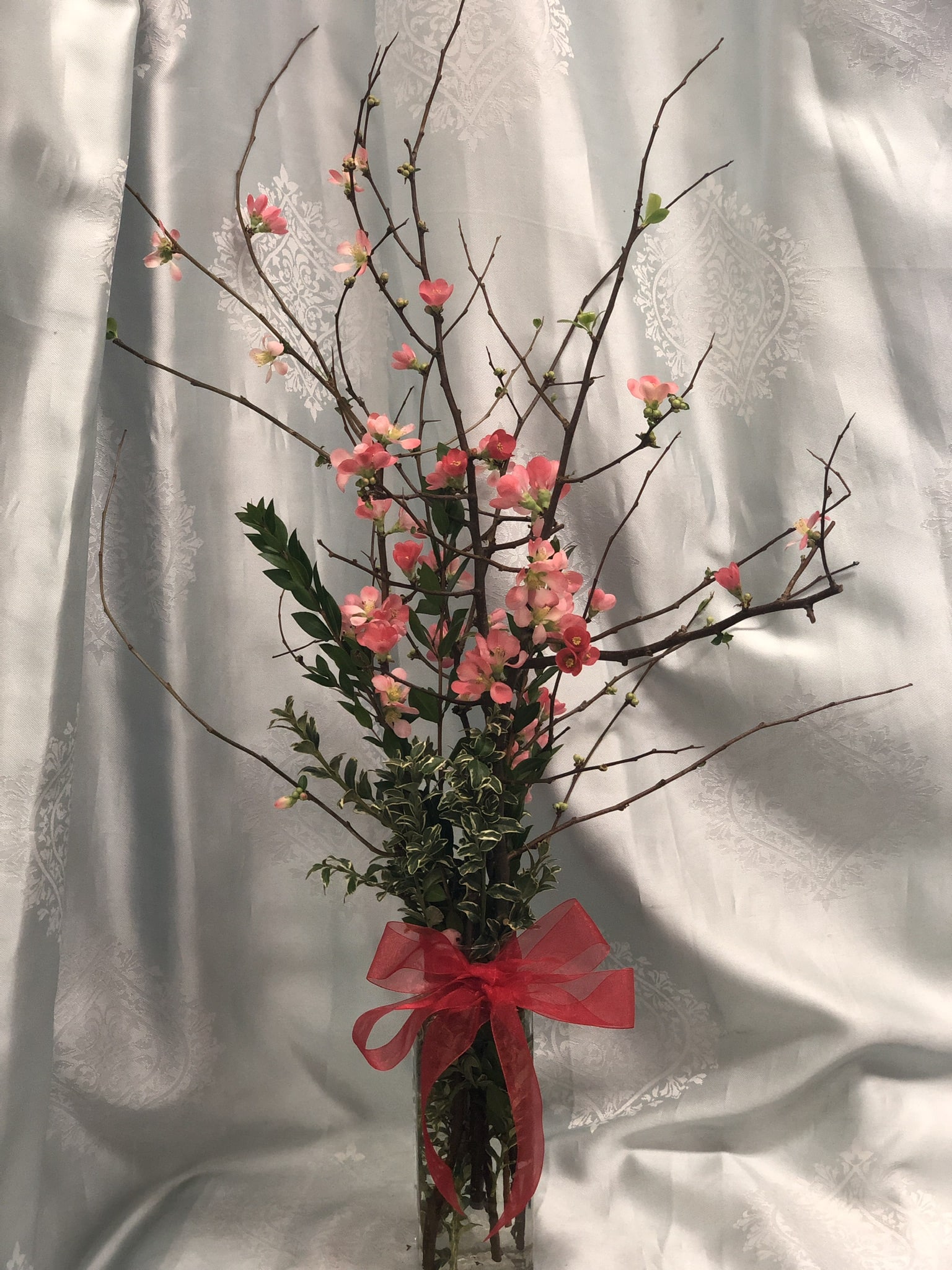 Spring blossom arrangement - Elegant and stately quince or cherry blossoms in season, signal coming of spring! ***seasonal winter branches available from January to April and May***
