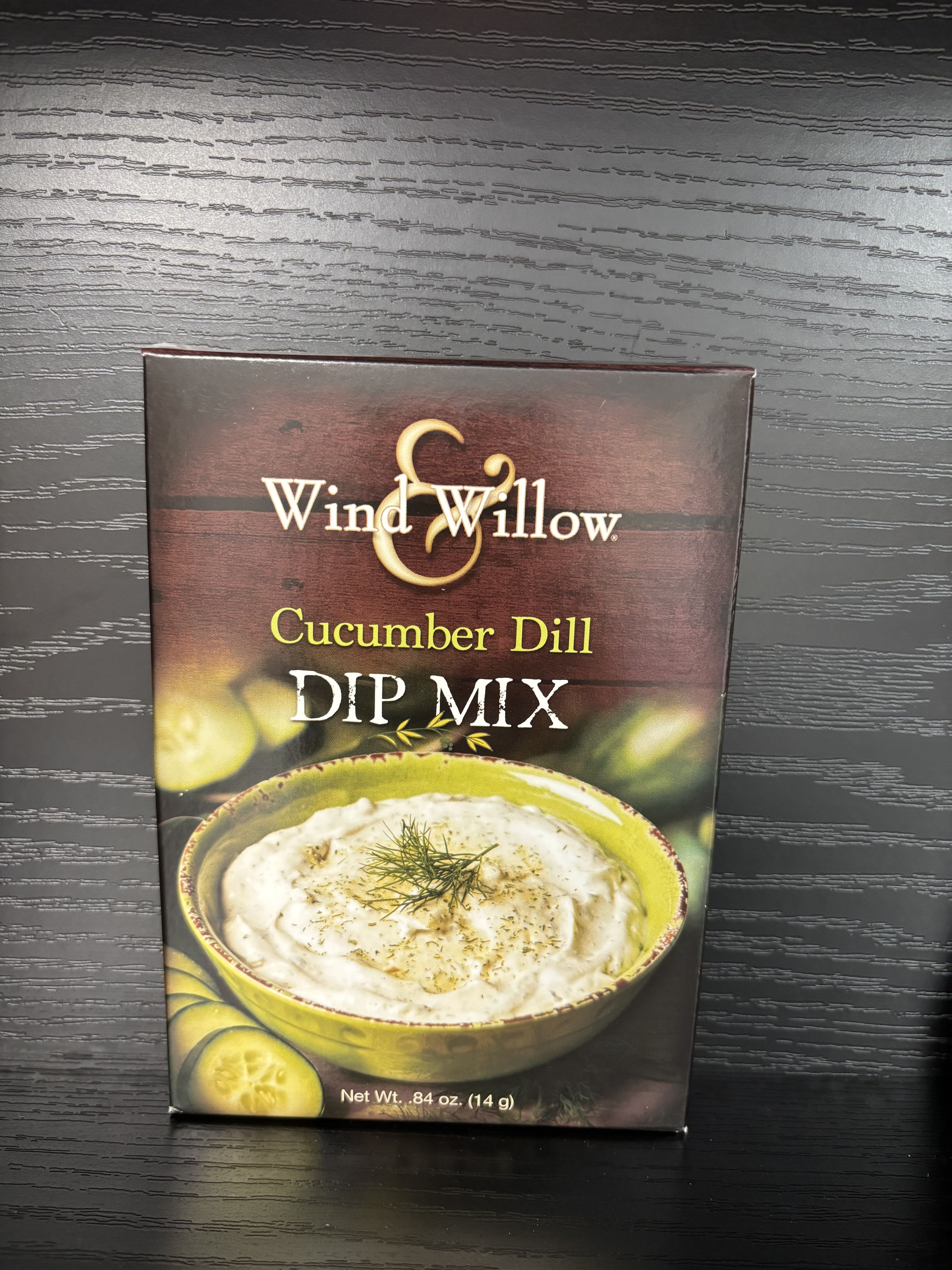 Cucumber Dill Dip Mix - Cool, creamy, and refreshingly herby — Wind &amp; Willow’s Cucumber Dill Dip Mix is the perfect blend for any occasion. Crisp cucumber flavor pairs beautifully with fragrant dill and subtle spices to create a light, garden-fresh dip that’s both soothing and savory.  Ideal for summer gatherings or as a year-round favorite, this dip is delicious with fresh veggies, chips, or pita bread. Simply mix with sour cream and mayonnaise for a quick and easy appetizer that tastes homemade.