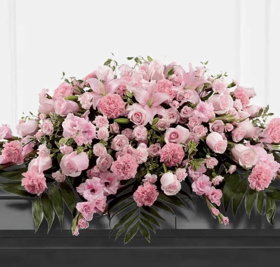 Peaceful Pinks Casket - Pink roses casket