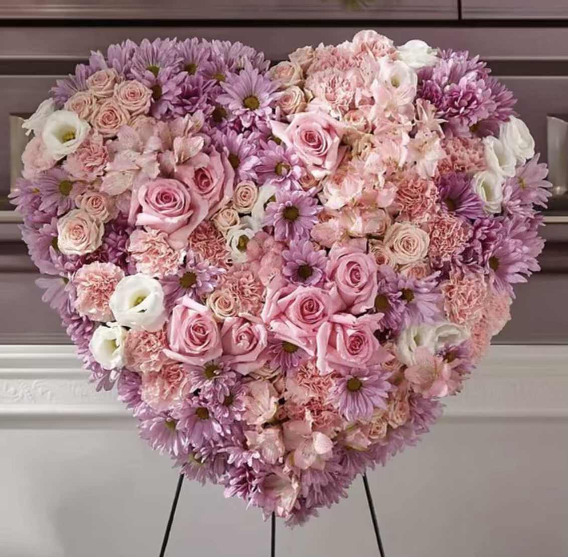 Lovers Heart - Pink, purple and white flowers